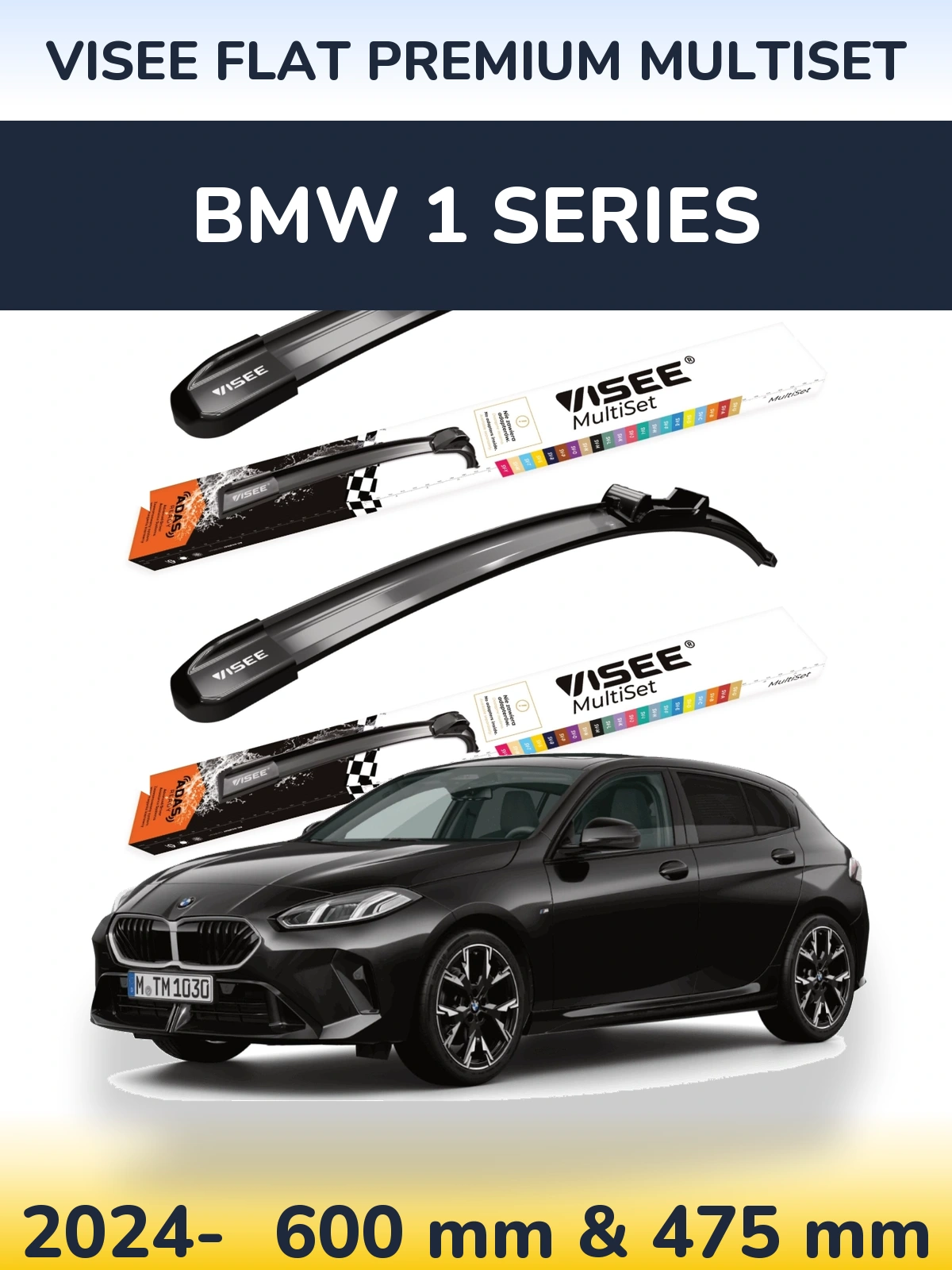 Sada předních stěračů VISEE FLAT PREMIUM MultiSet 600 a 475 mm pro BMW 1 Series 2024-2026