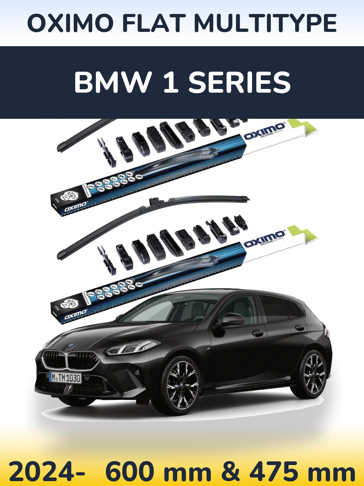 Комплект передніх щіток Oximo Flat MultiТипe 600 & 475 мм для BMW 1 Series 2024-2026