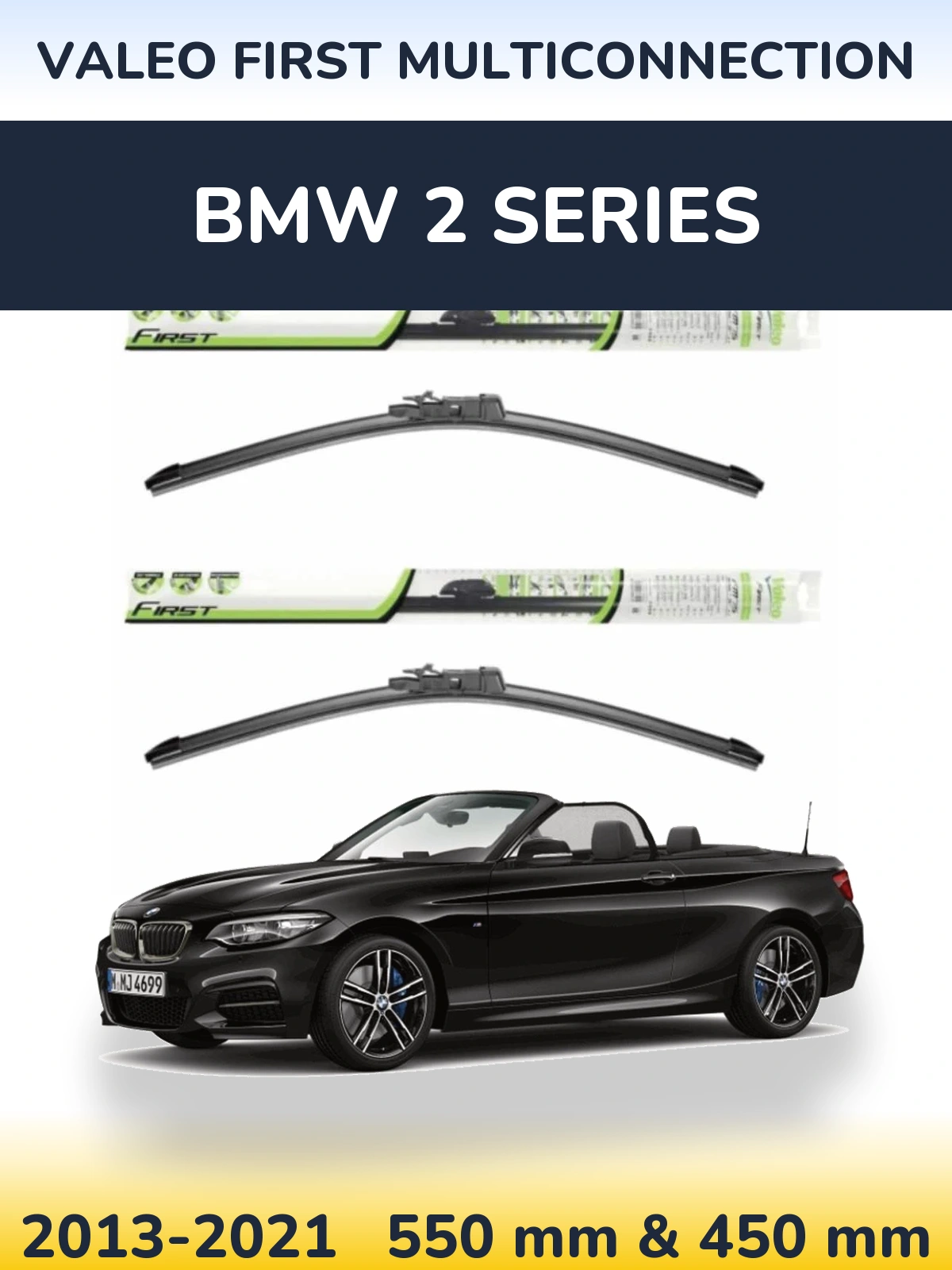 Sada předních stěračů Valeo First MultiConnection 550 a 450 mm pro BMW 2 Series 2013-2021
