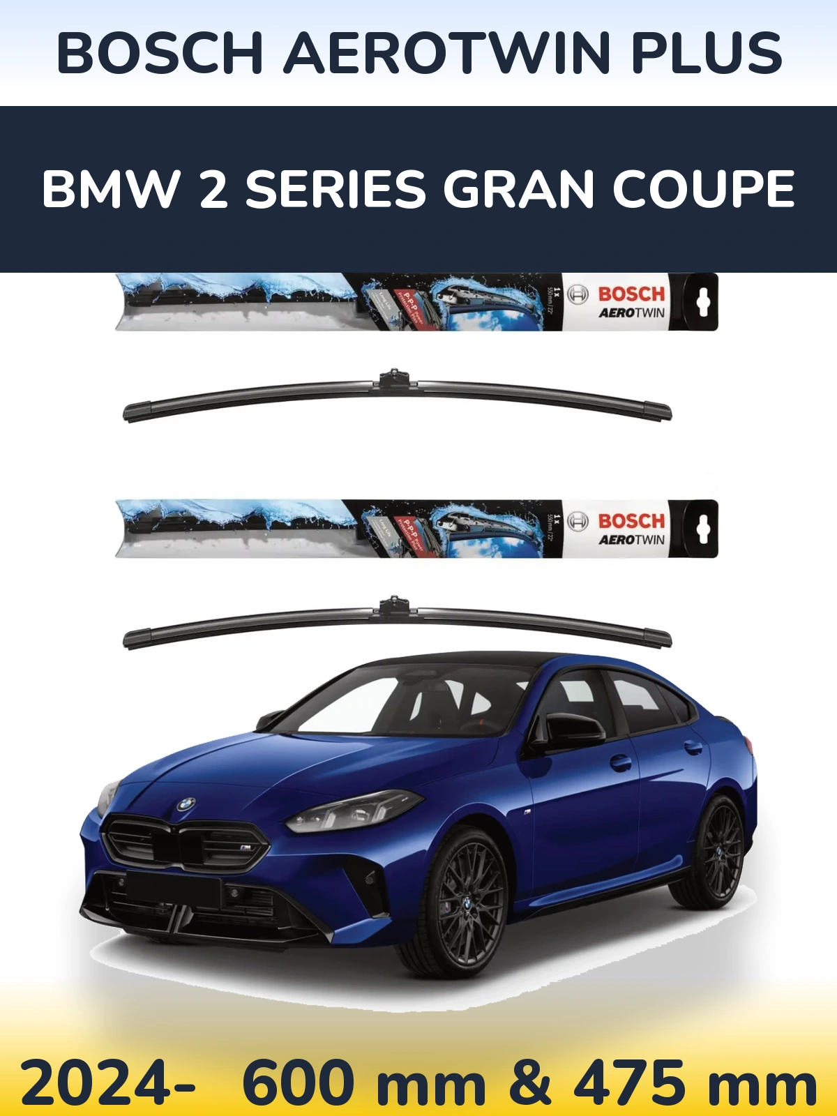 Sada předních stěračů BOSCH AeroTwin Plus 600 a 475 mm pro BMW 2 Series Gran Coupe 2024-2026