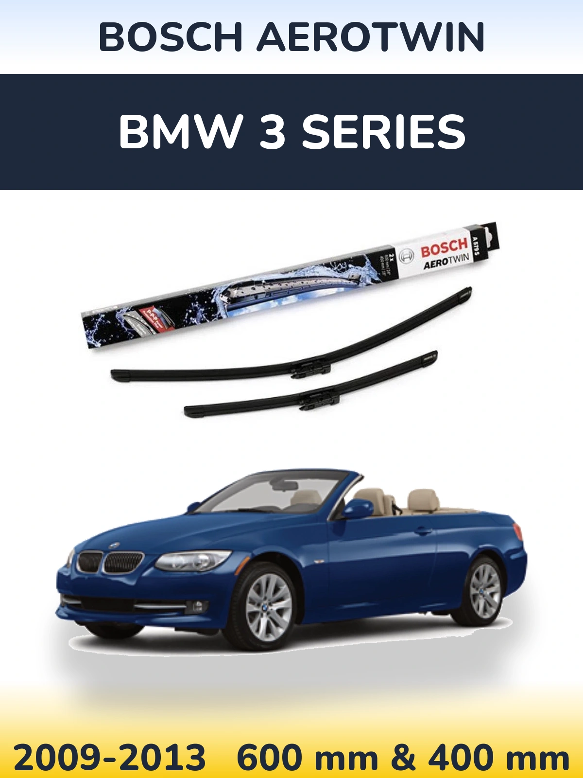 Sada předních stěračů BOSCH AeroTwin 600 a 400 mm pro BMW 3 Series 2009-2013