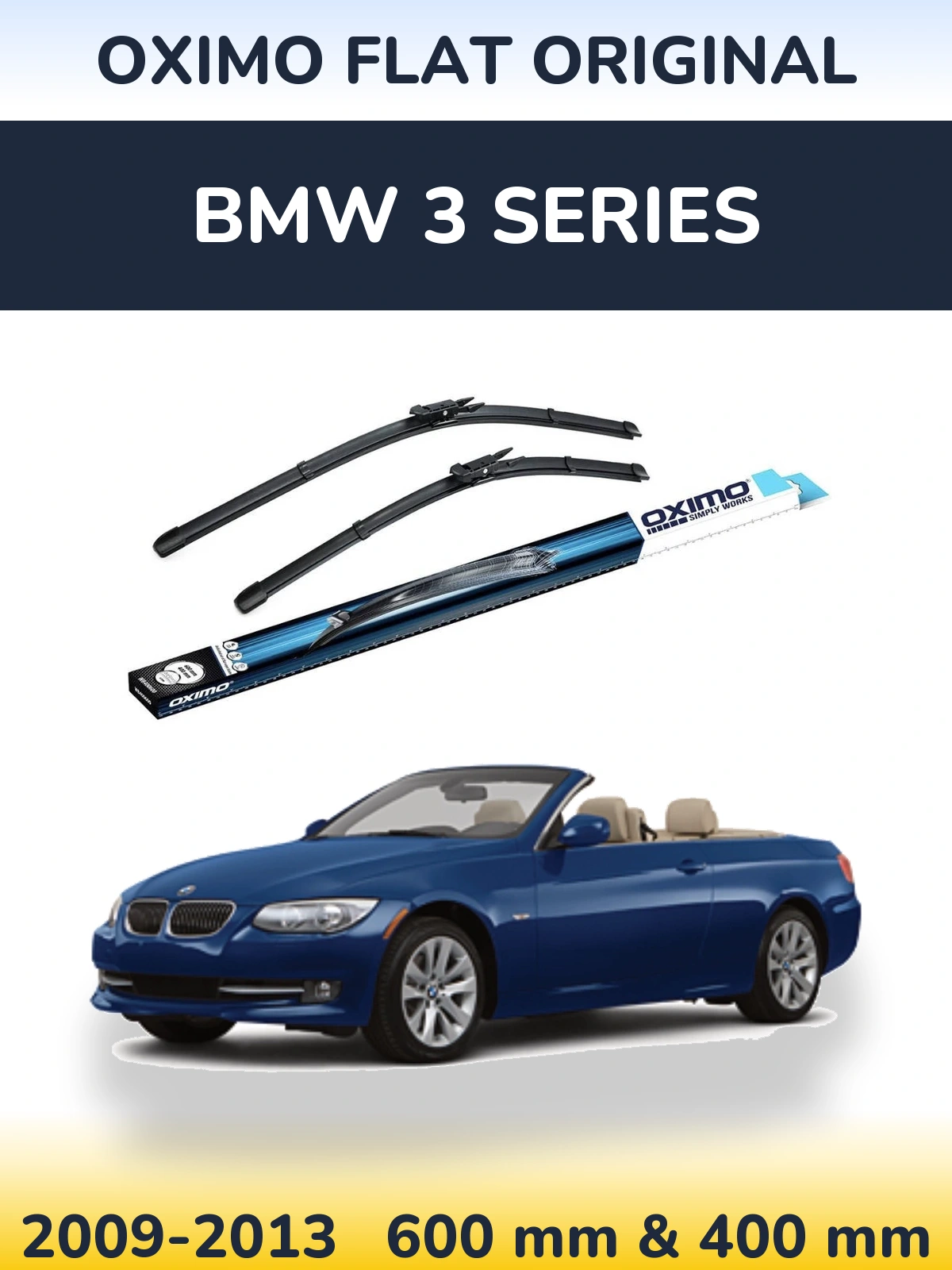 Sada předních stěračů Oximo Flat Original 600 a 400 mm pro BMW 3 Series 2009-2013