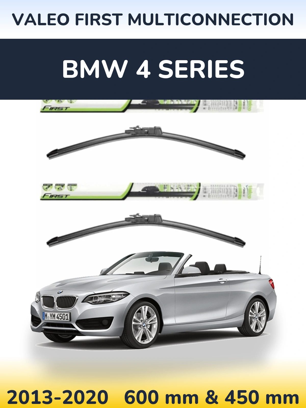 Sada předních stěračů Valeo First MultiConnection 600 a 450 mm pro BMW 4 Series 2013-2020