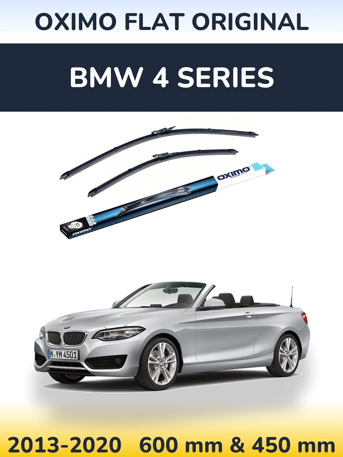 Sada předních stěračů Oximo Flat Original 600 a 450 mm pro BMW 4 Series 2013-2020