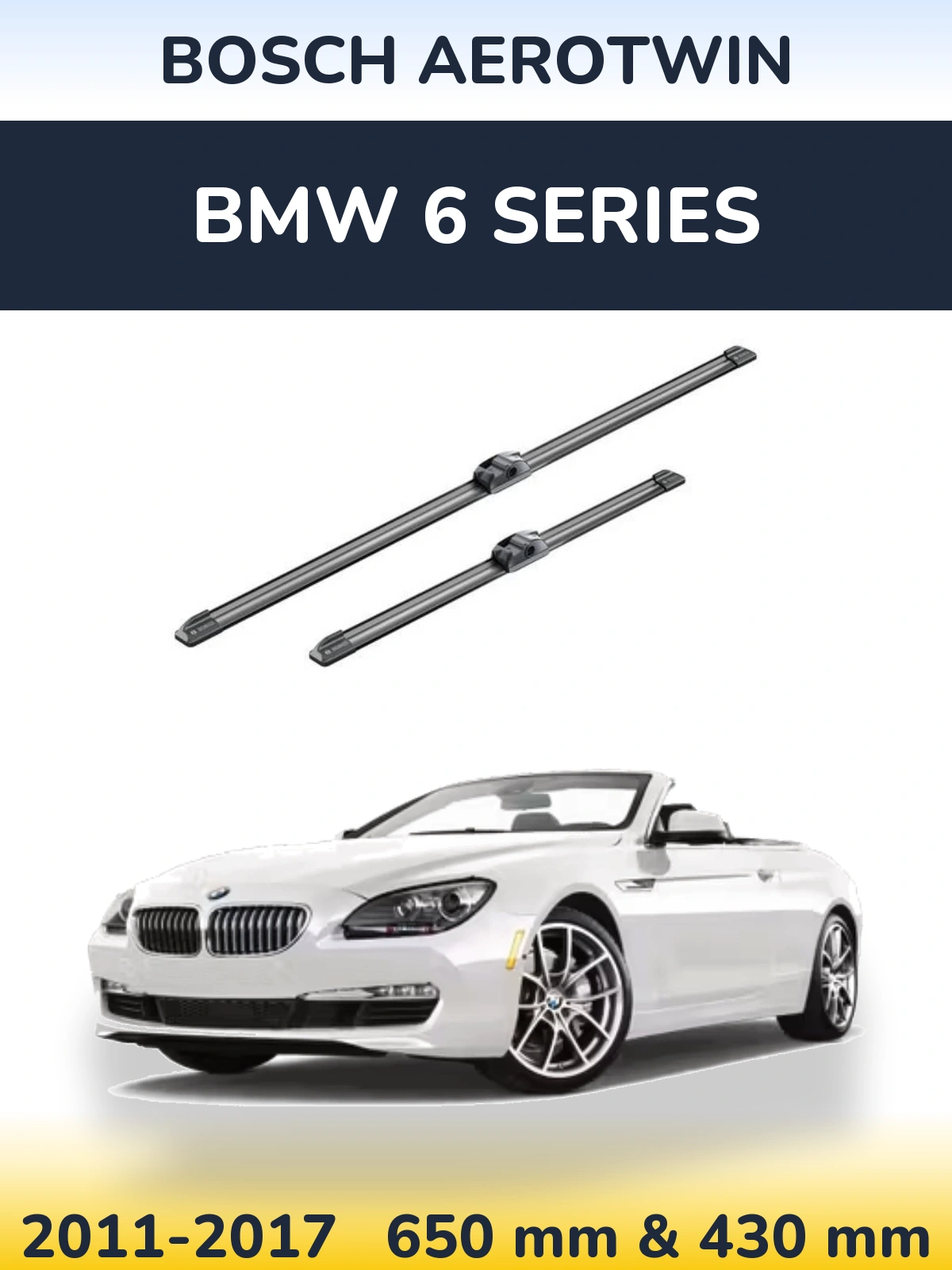 Sada předních stěračů BOSCH AeroTwin 650 a 430 mm pro BMW 6 Series 2011-2017