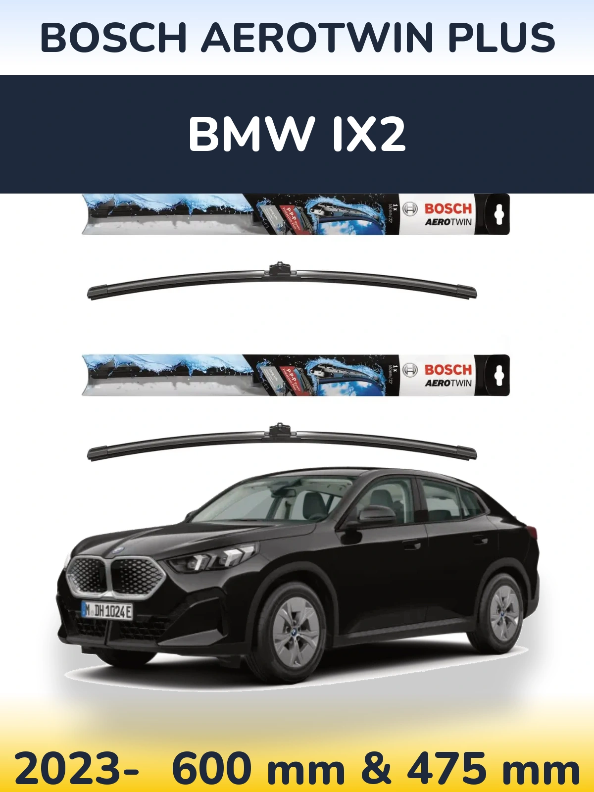 Sada předních stěračů BOSCH AeroTwin Plus 600 a 475 mm pro BMW iX2 2023-2026