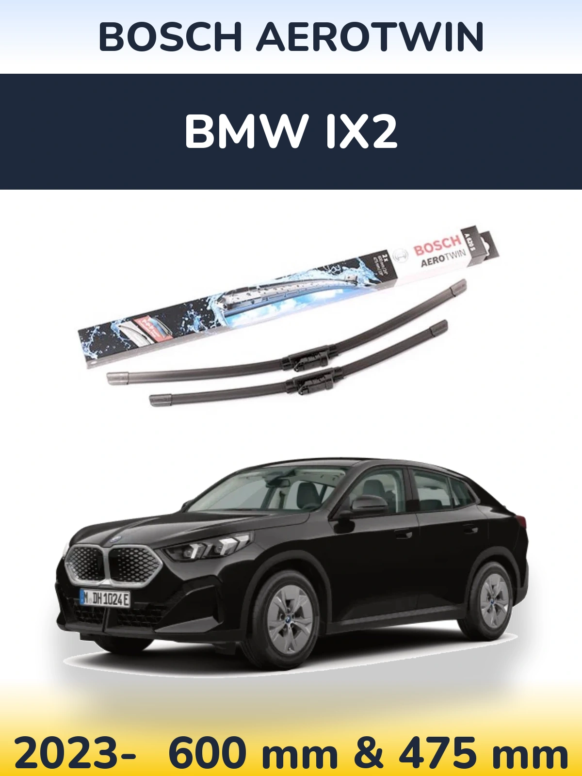 Sada předních stěračů BOSCH AeroTwin 600 a 475 mm pro BMW iX2 2023-2026