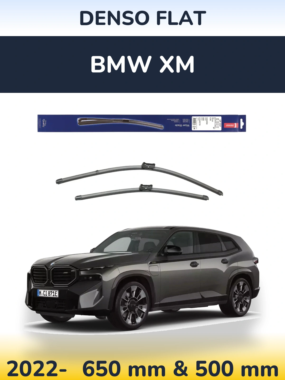 Sada předních stěračů Denso Flat 650 a 500 mm pro BMW XM 2022-2026
