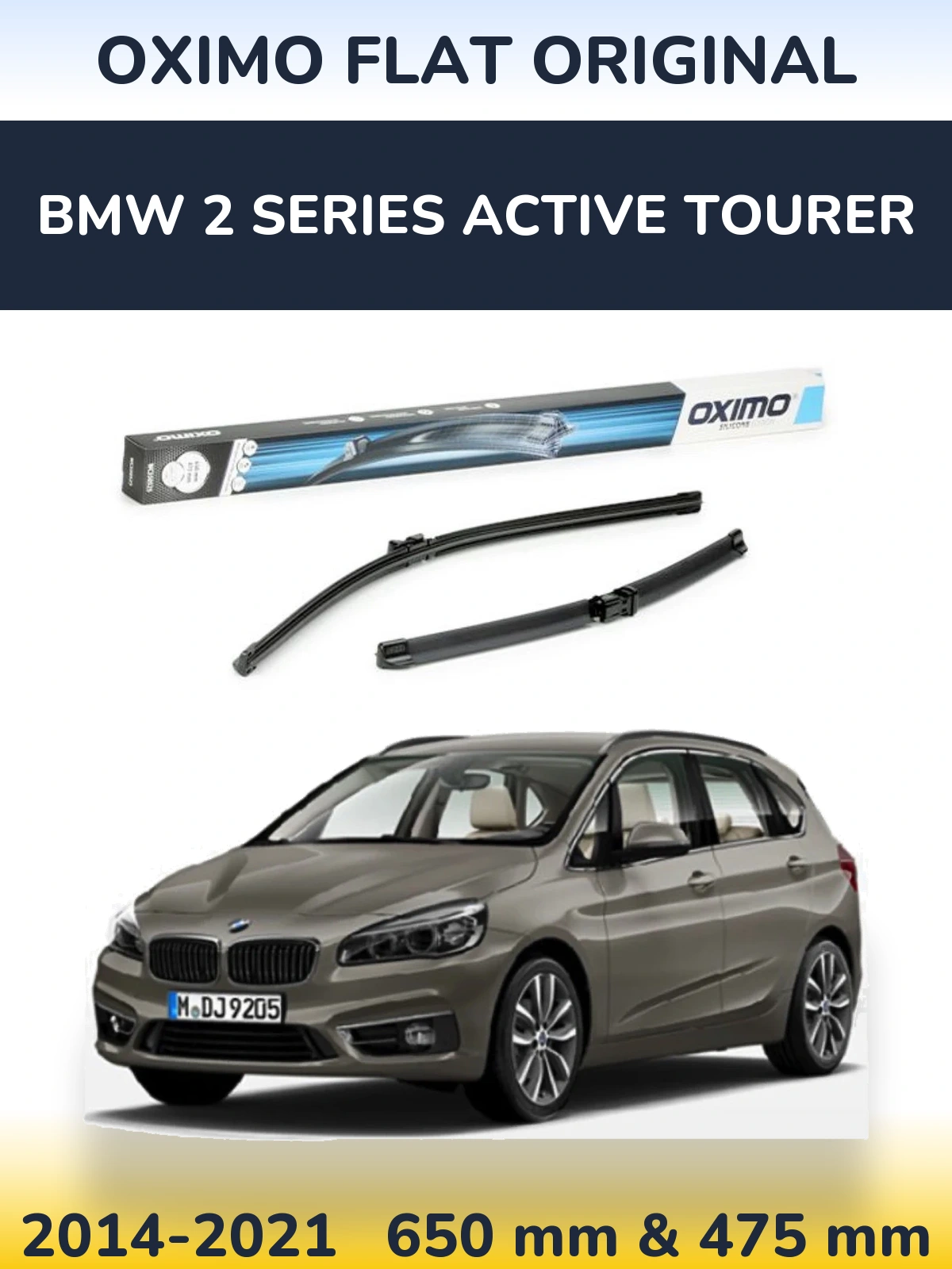 Sada předních stěračů Oximo Flat Original 650 a 475 mm pro BMW 2 Series Active Tourer 2014-2021
