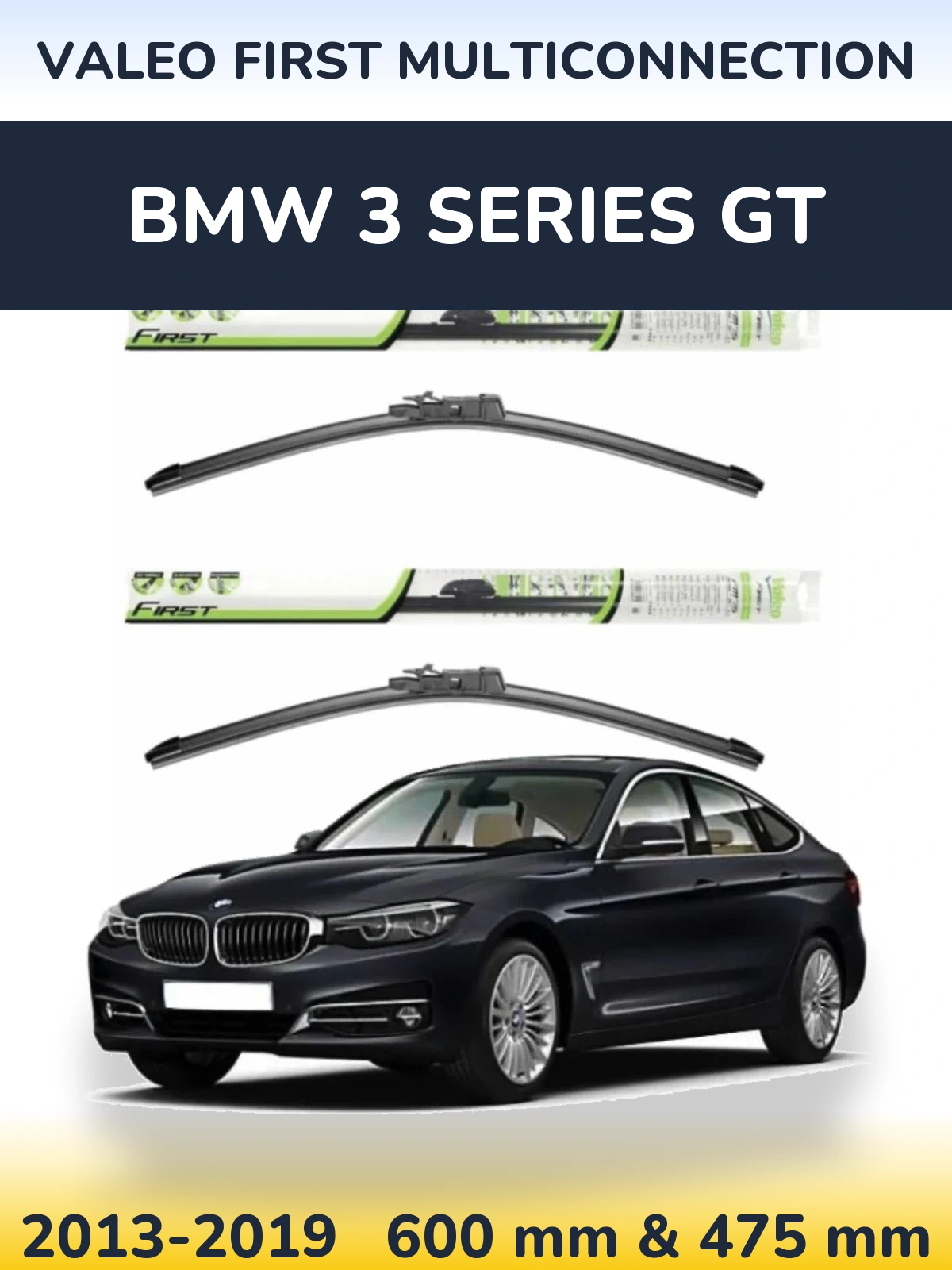 Sada předních stěračů Valeo First MultiConnection 600 a 475 mm pro BMW 3 Series GT 2013-2019