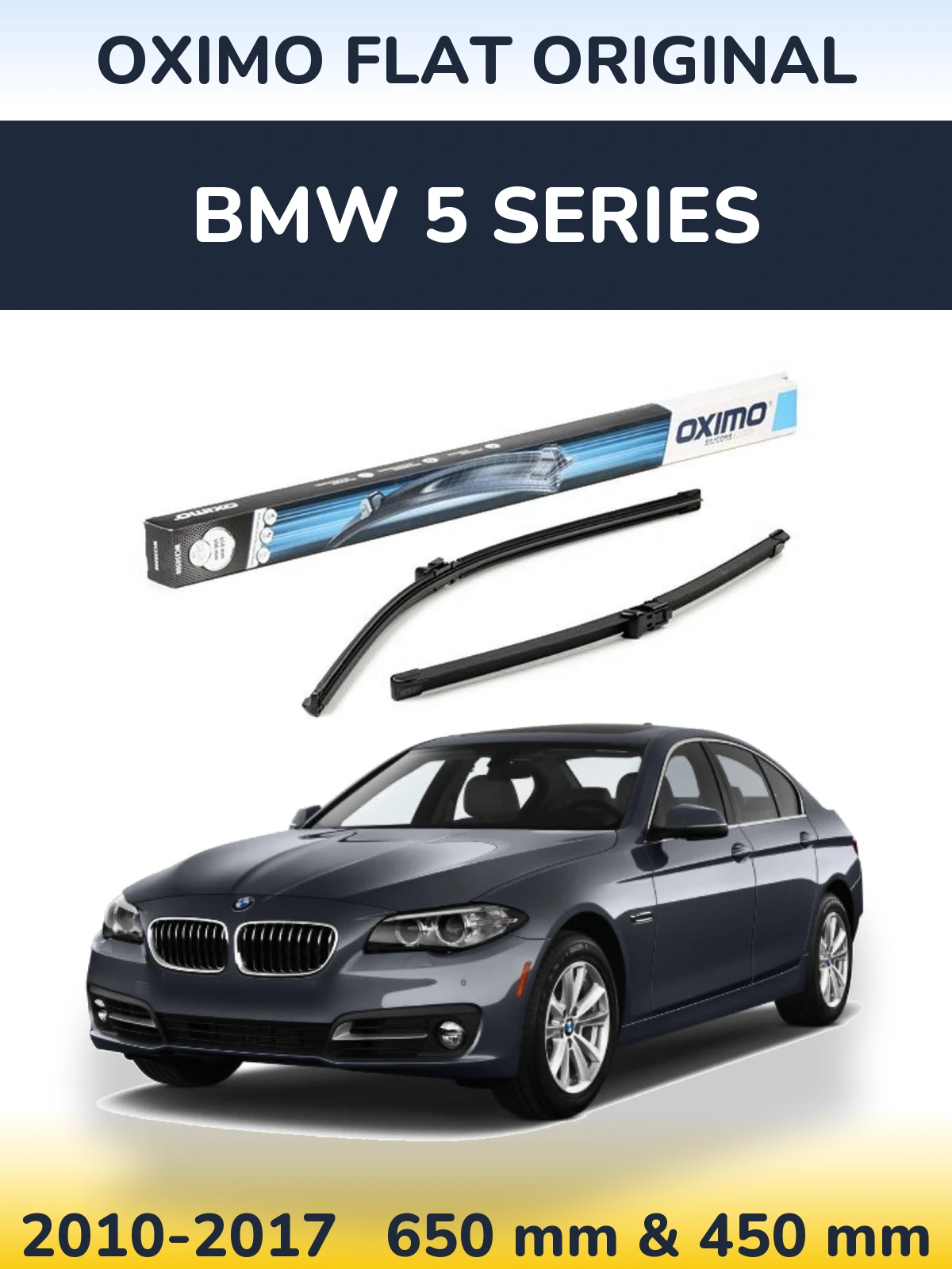 Комплект передніх щіток Oximo Flat Original 650 & 450 мм для BMW 5 Series 2010-2017