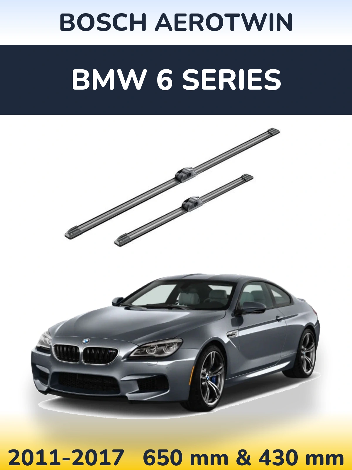 Sada předních stěračů BOSCH AeroTwin 650 a 430 mm pro BMW 6 Series 2011-2017