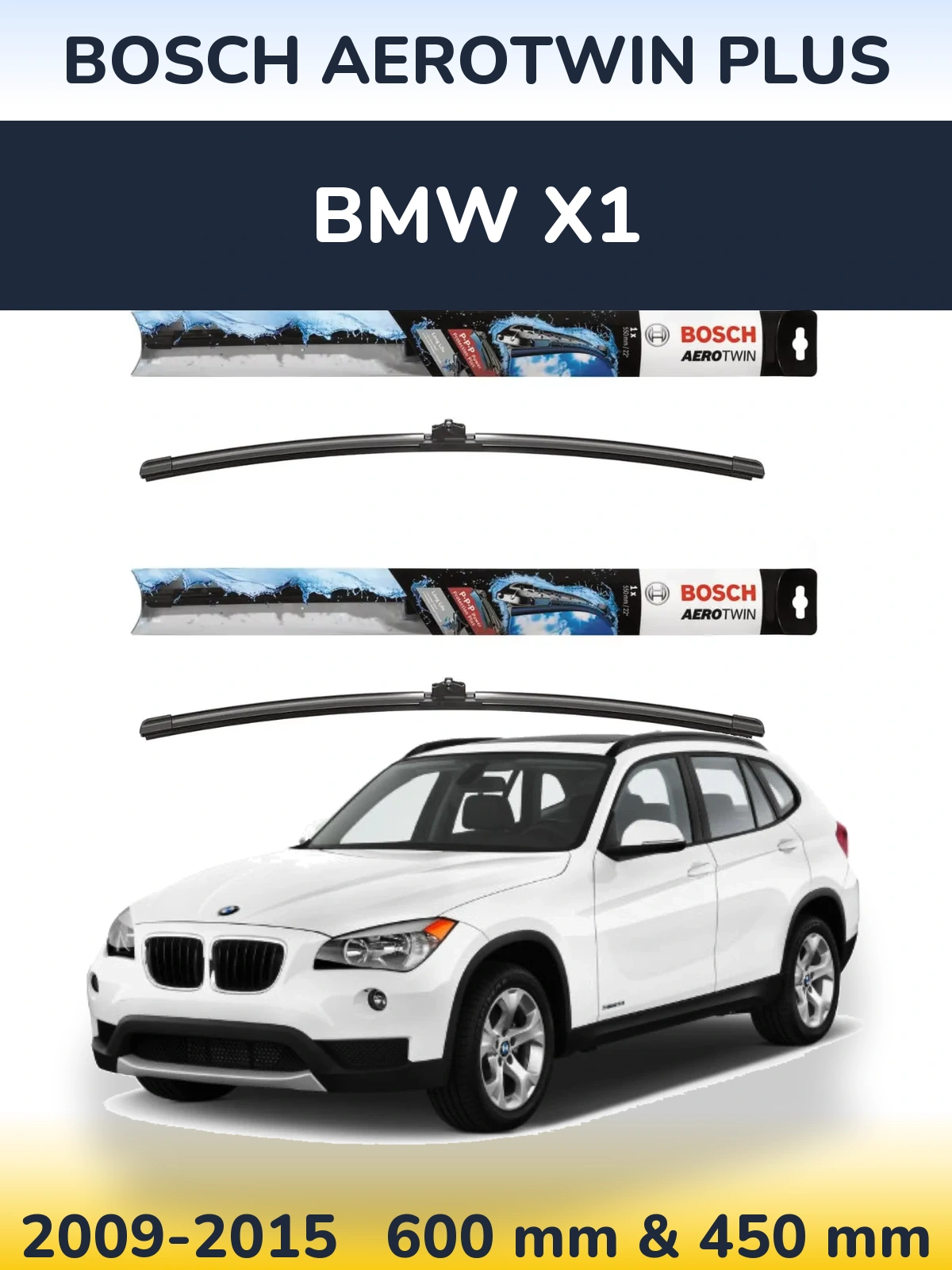 Sada předních stěračů BOSCH AeroTwin Plus 600 a 450 mm pro BMW X1 2009-2015