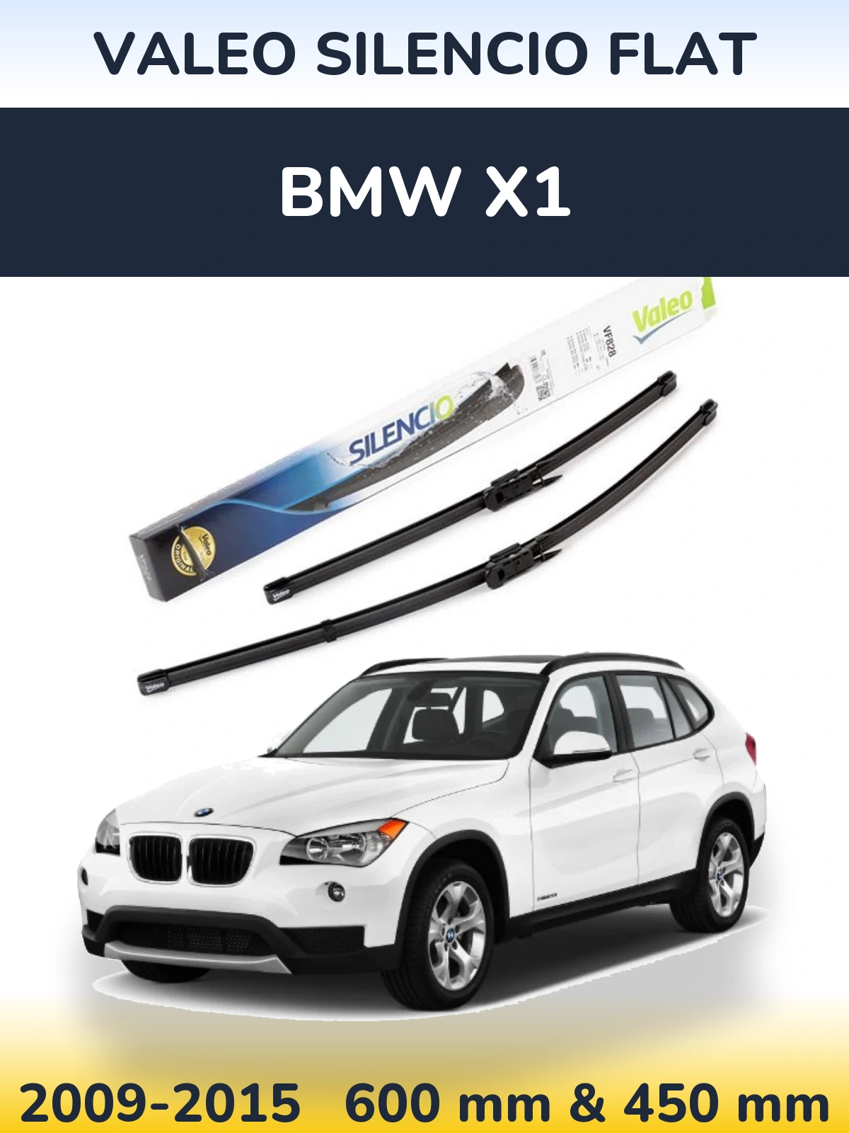 Sada předních stěračů Valeo Silencio Flat 600 a 450 mm pro BMW X1 2009-2015