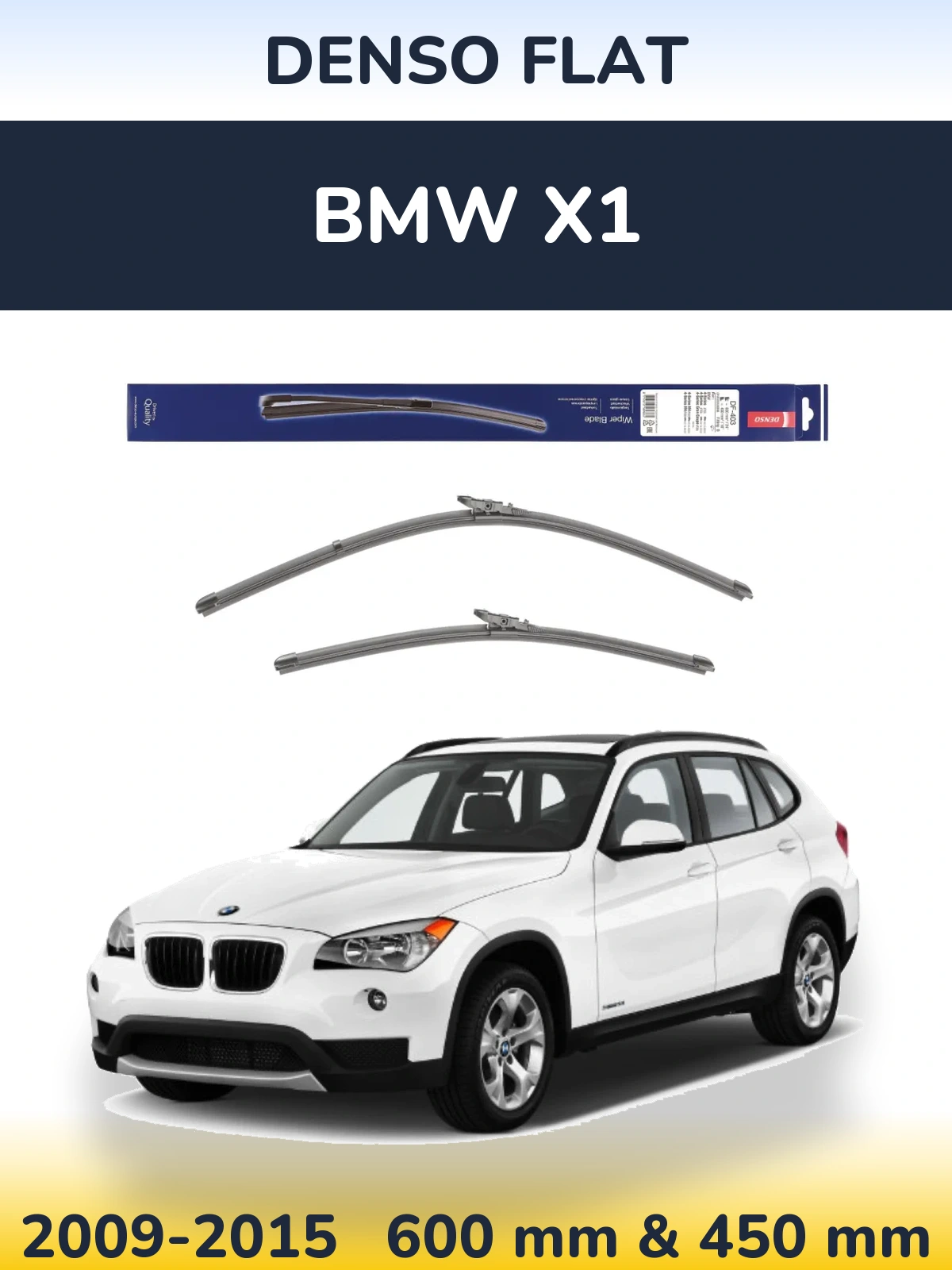 Sada předních stěračů Denso Flat 600 a 450 mm pro BMW X1 2009-2015