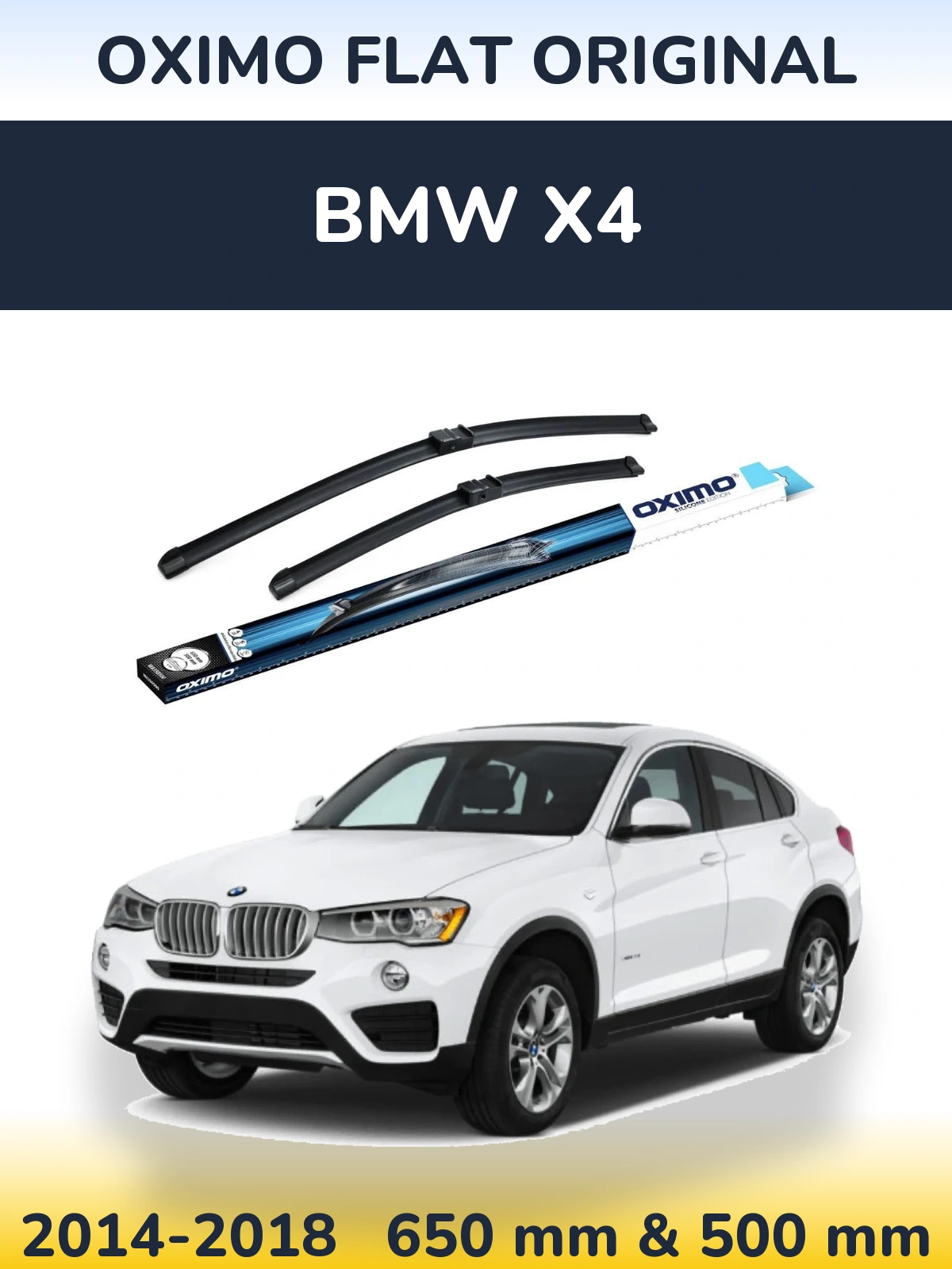Sada předních stěračů Oximo Flat Original 650 a 500 mm pro BMW X4 2014-2018