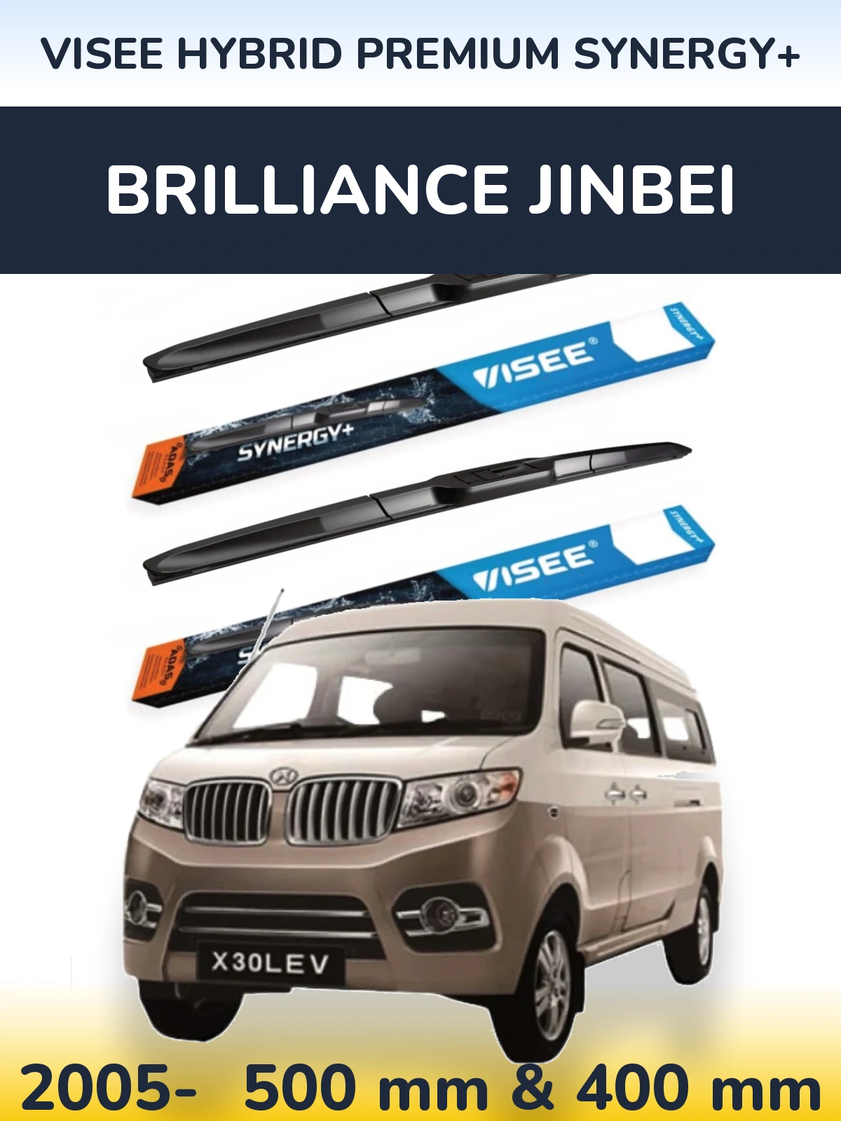 Sada předních stěračů VISEE HYBRID PREMIUM SYNERGY+ 500 a 400 mm pro Brilliance Jinbei 2005-2026