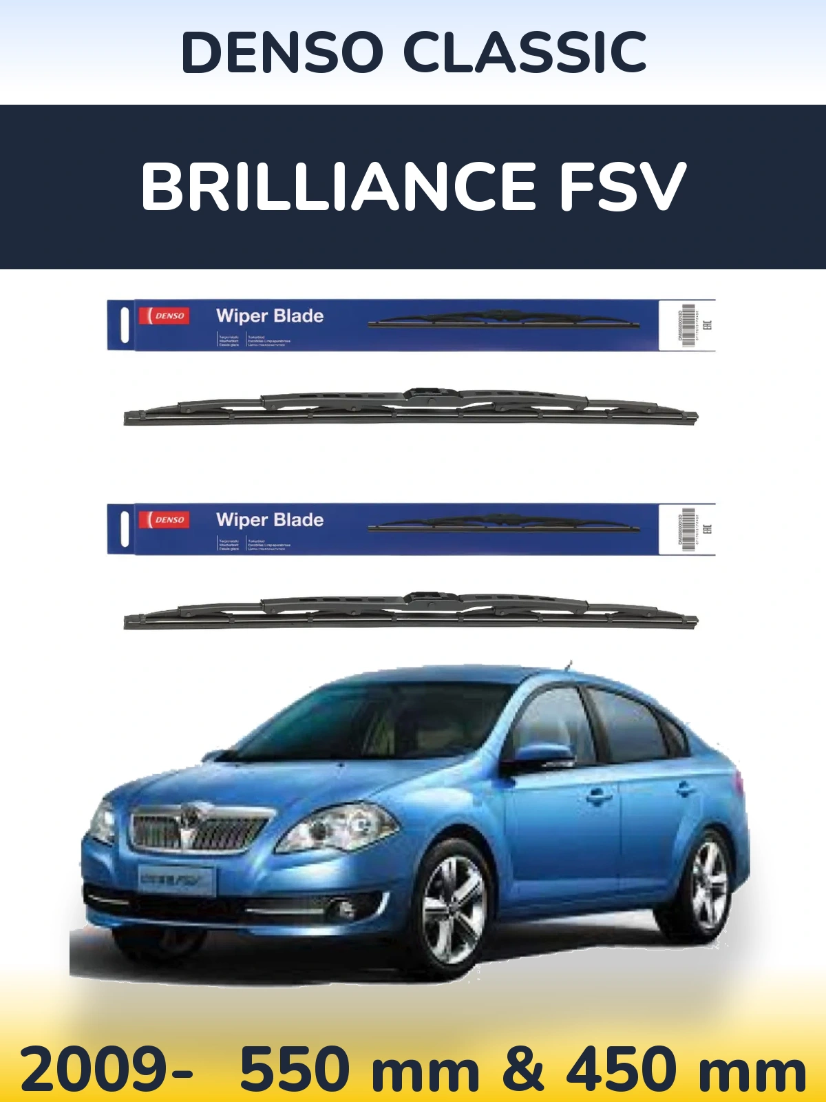Sada předních stěračů Denso Classic 550 a 450 mm pro Brilliance FSV 2009-2026