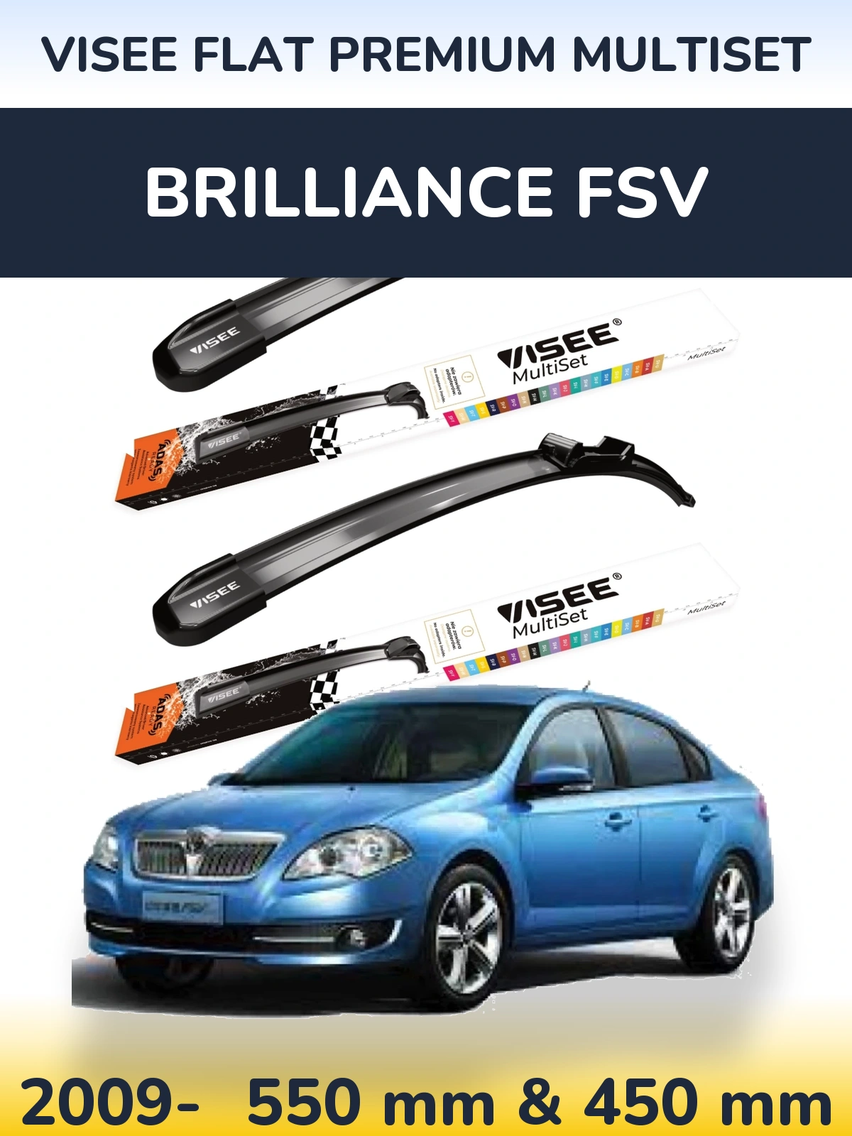 Sada předních stěračů VISEE FLAT PREMIUM MultiSet 550 a 450 mm pro Brilliance FSV 2009-2026