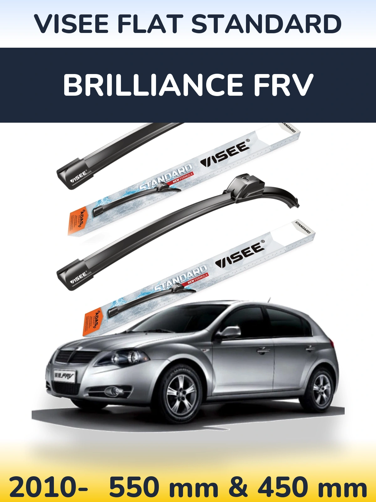 Sada předních stěračů VISEE FLAT STANDARD 550 a 450 mm pro Brilliance FRV 2010-2026