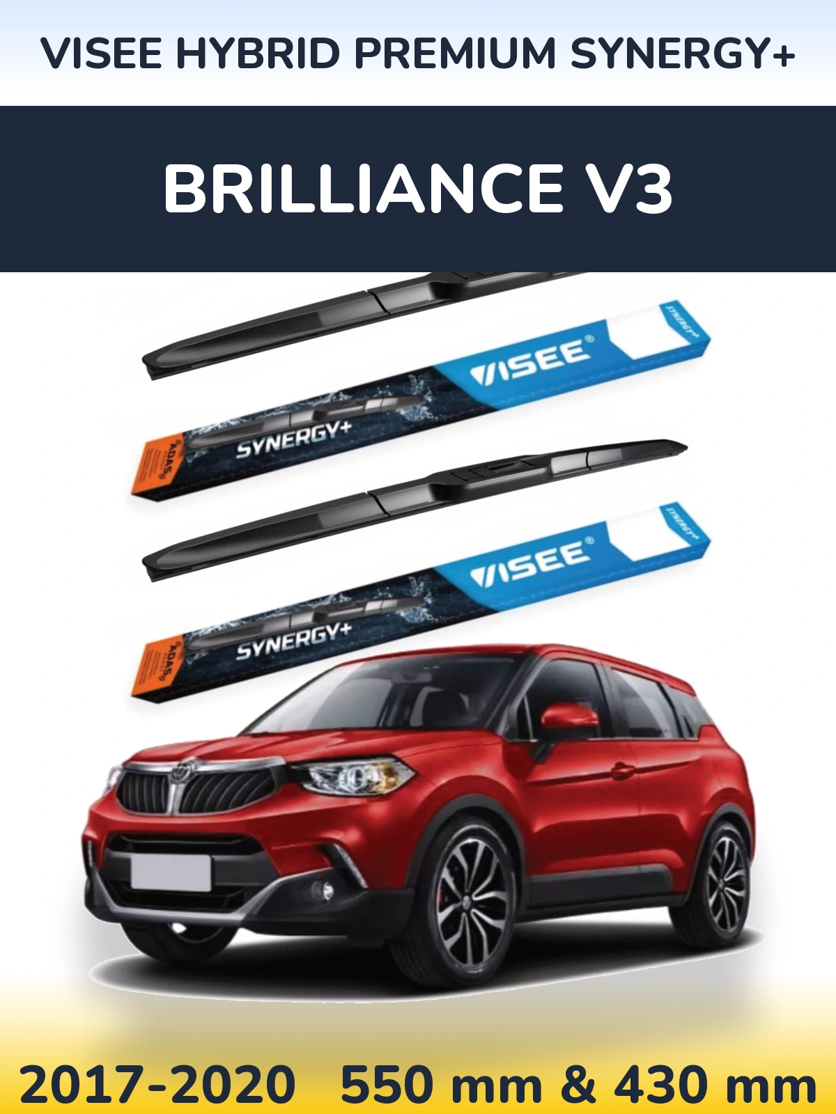 Sada předních stěračů VISEE HYBRID PREMIUM SYNERGY+ 550 a 430 mm pro Brilliance V3 2017-2020