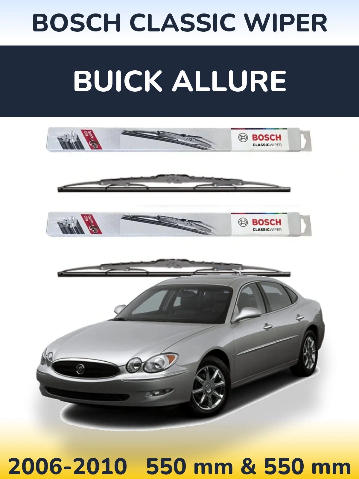 Sada předních stěračů BOSCH Classic Wiper 550 a 550 mm pro Buick Allure 2006-2010