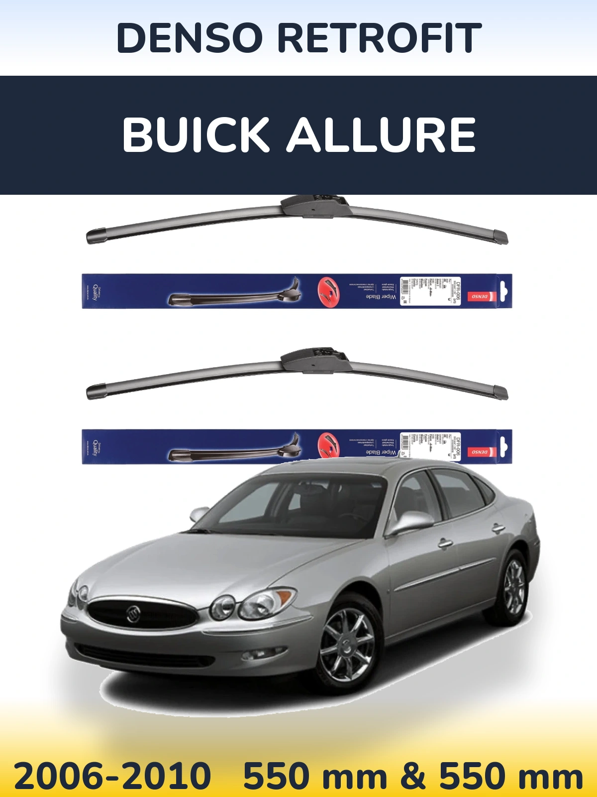 Sada předních stěračů Denso Retrofit 550 a 550 mm pro Buick Allure 2006-2010