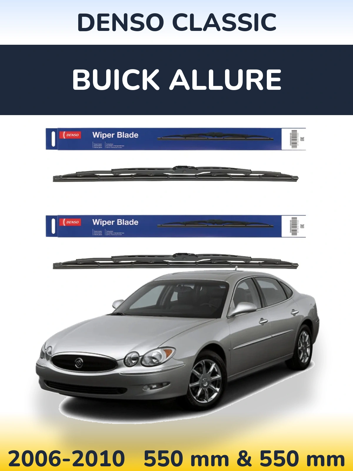 Sada předních stěračů Denso Classic 550 a 550 mm pro Buick Allure 2006-2010