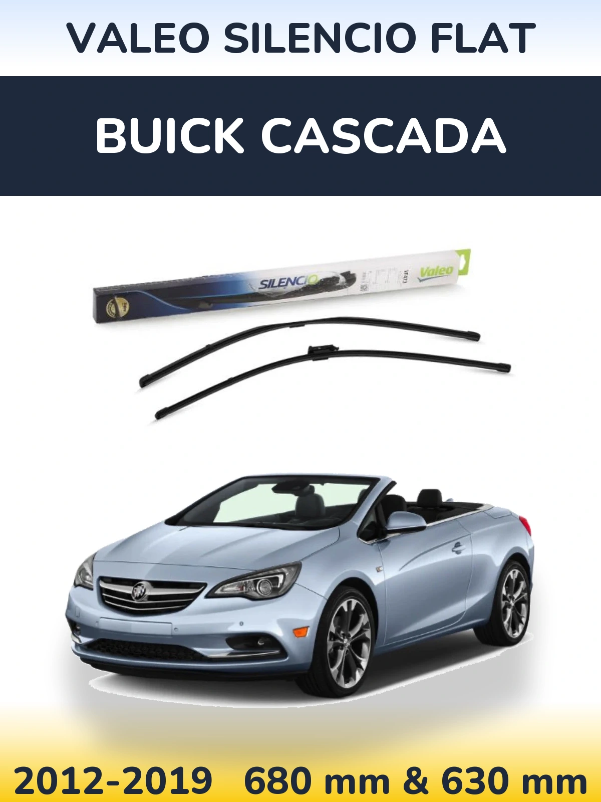 Sada předních stěračů Valeo Silencio Flat 650 a 650 mm pro Buick Cascada 2012-2019