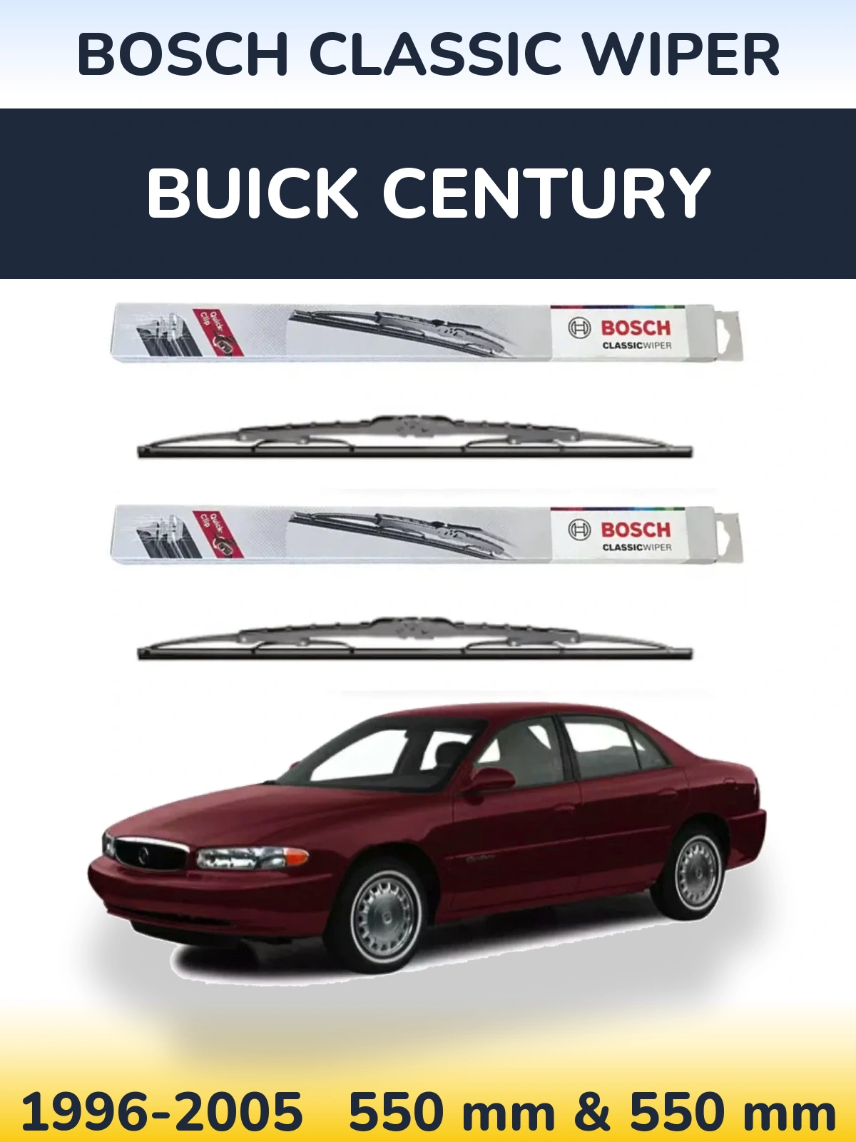 Sada předních stěračů BOSCH Classic Wiper 550 a 550 mm pro Buick Century 1996-2005