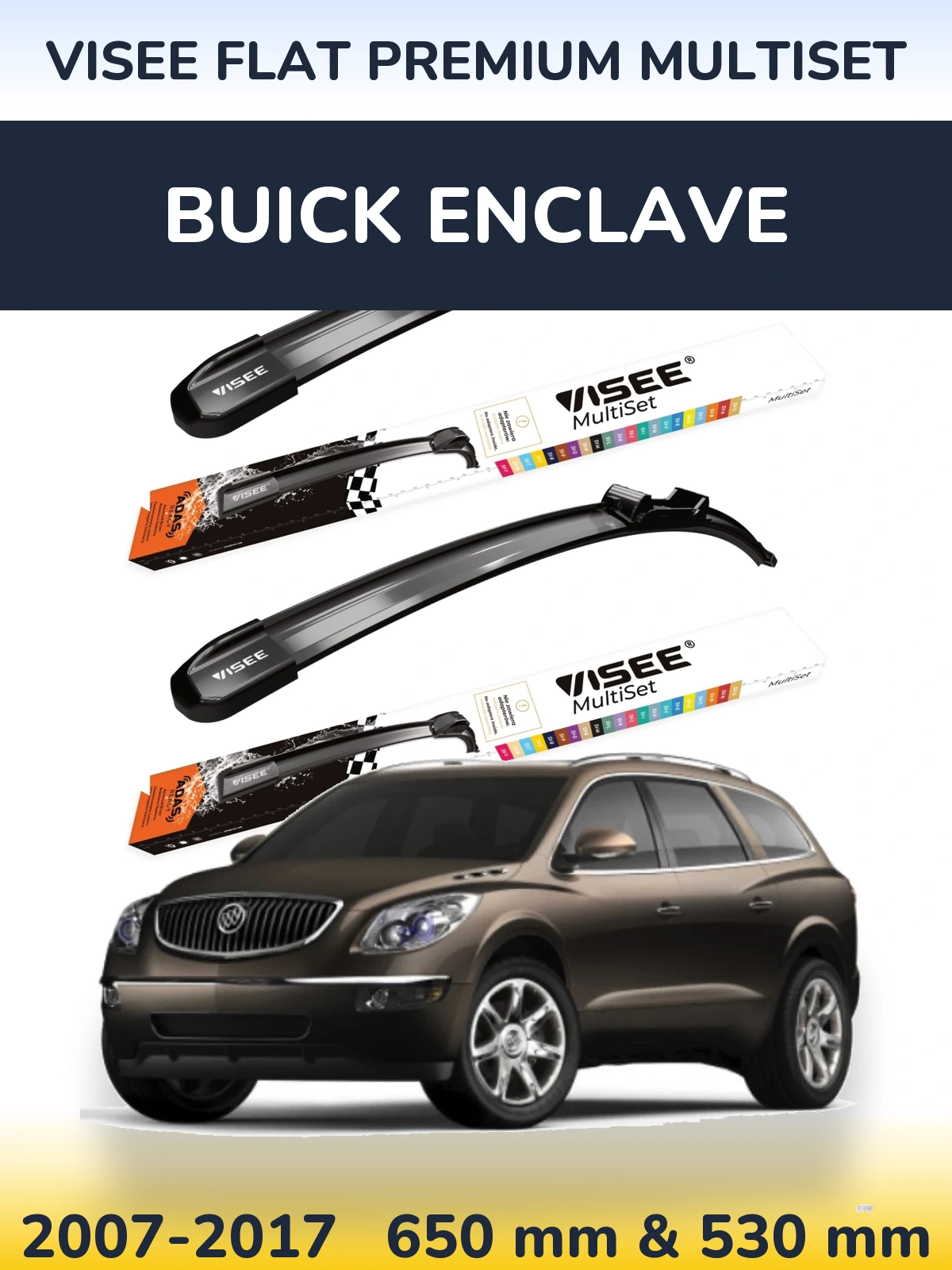Sada předních stěračů VISEE FLAT PREMIUM MultiSet 650 a 530 mm pro Buick Enclave 2007-2017