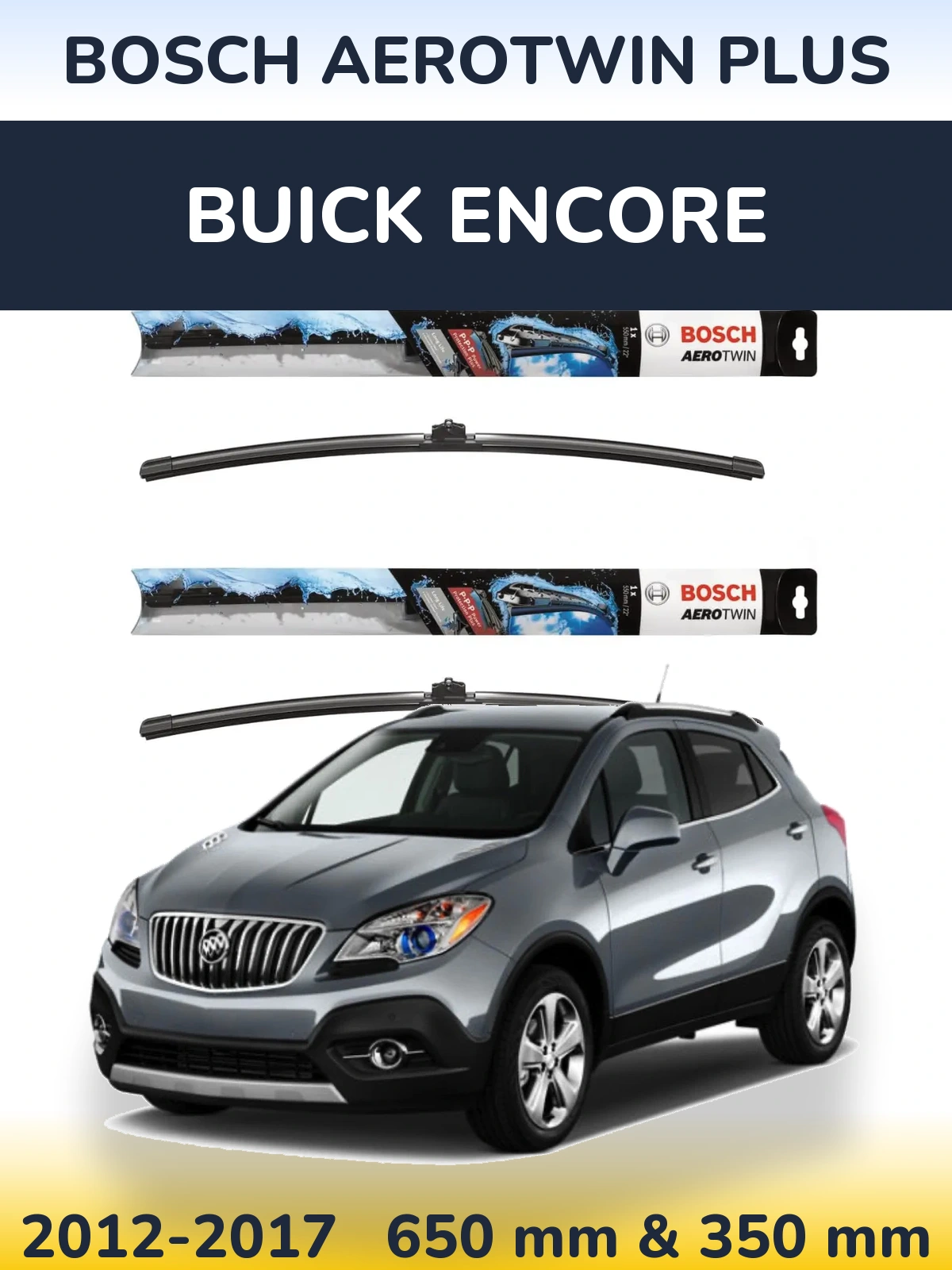 Sada předních stěračů BOSCH AeroTwin Plus 650 a 350 mm pro Buick Encore 2012-2017