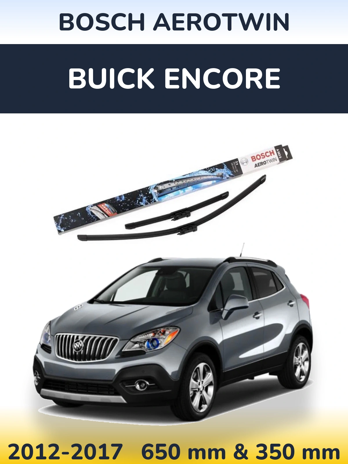 Sada předních stěračů BOSCH AeroTwin 650 a 340 mm pro Buick Encore 2012-2017