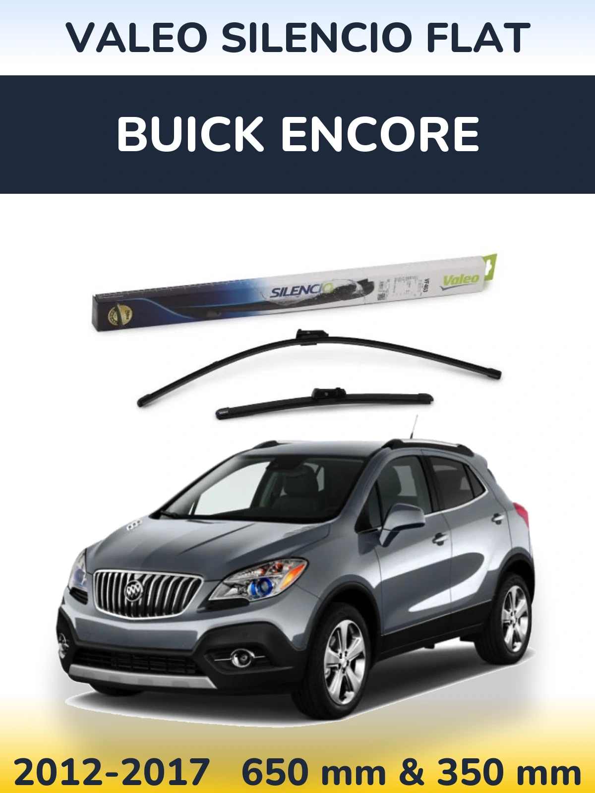 Sada předních stěračů Valeo Silencio Flat 650 a 350 mm pro Buick Encore 2012-2017