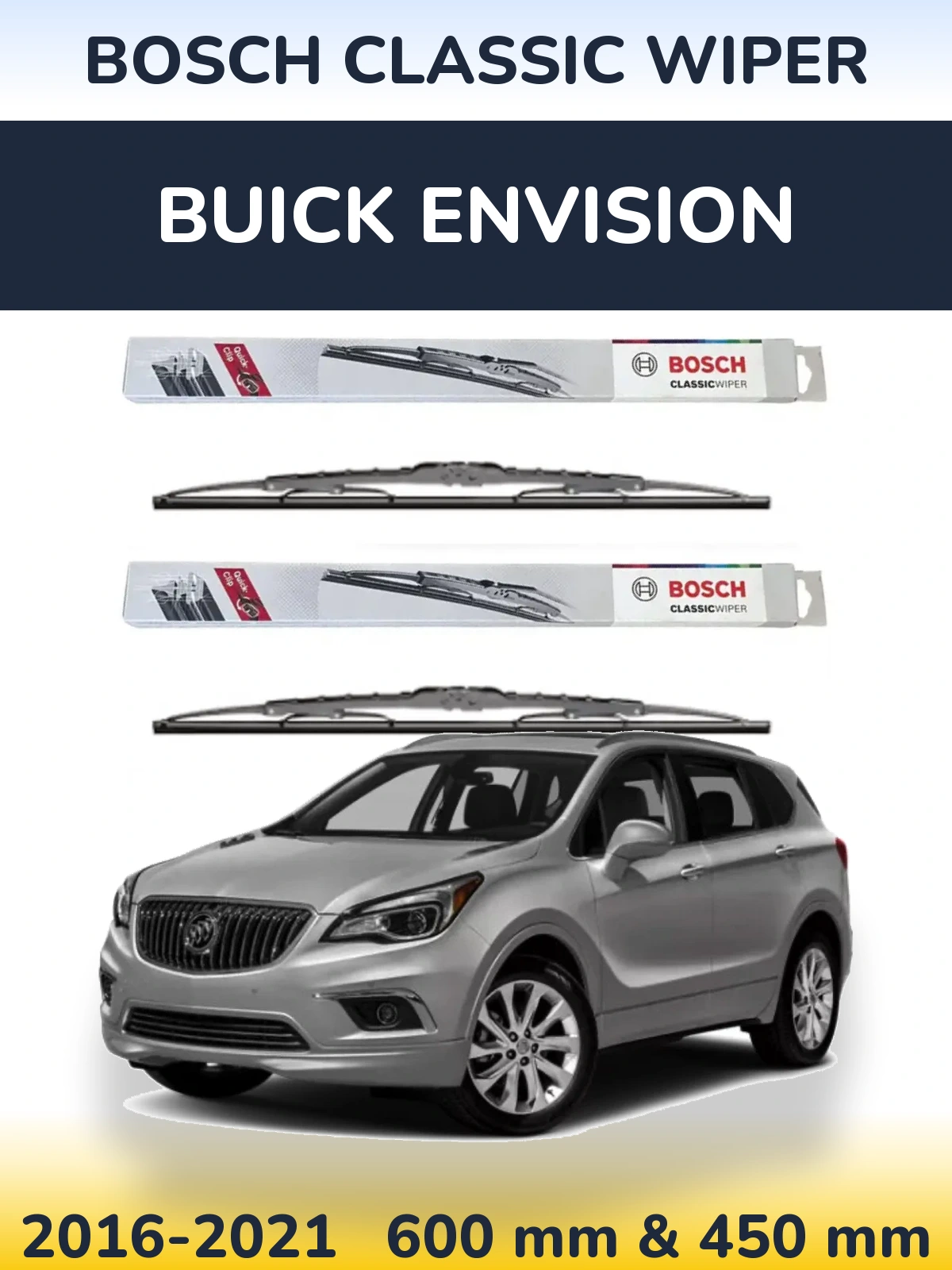 Sada předních stěračů BOSCH Classic Wiper 600 a 450 mm pro Buick Envision 2016-2021