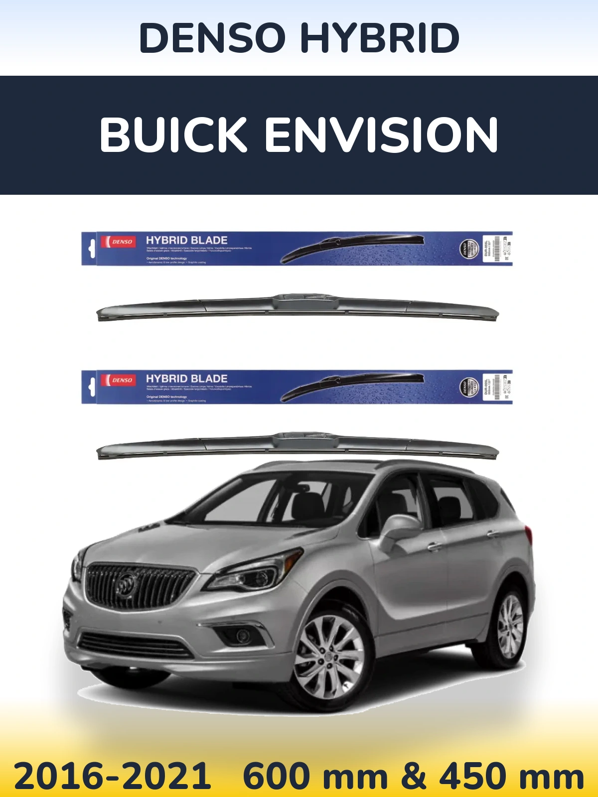 Sada předních stěračů Denso Hybrid 600 a 450 mm pro Buick Envision 2016-2021