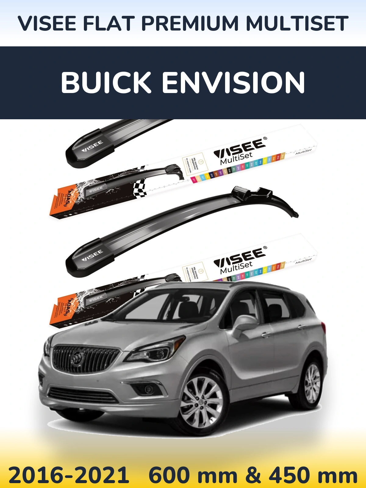 Sada předních stěračů VISEE FLAT PREMIUM MultiSet 600 a 450 mm pro Buick Envision 2016-2021