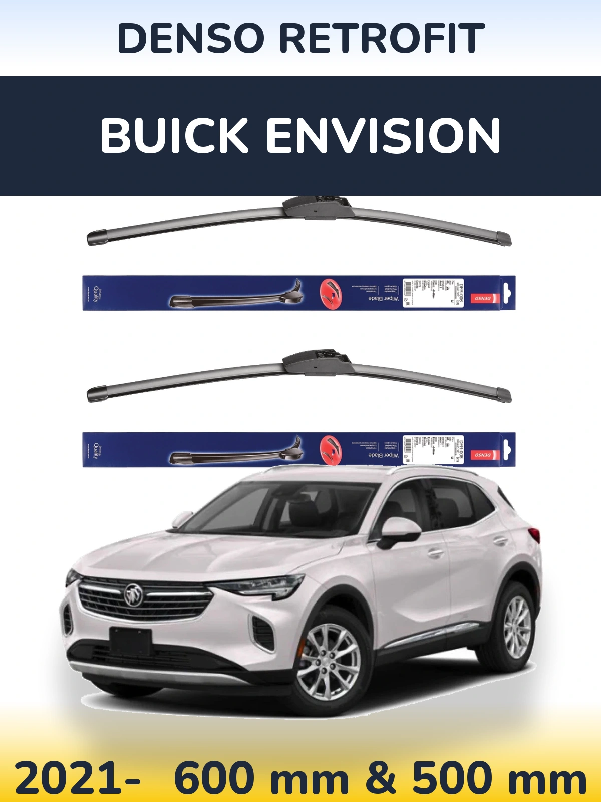 Sada předních stěračů Denso Retrofit 600 a 500 mm pro Buick Envision 2021-2026