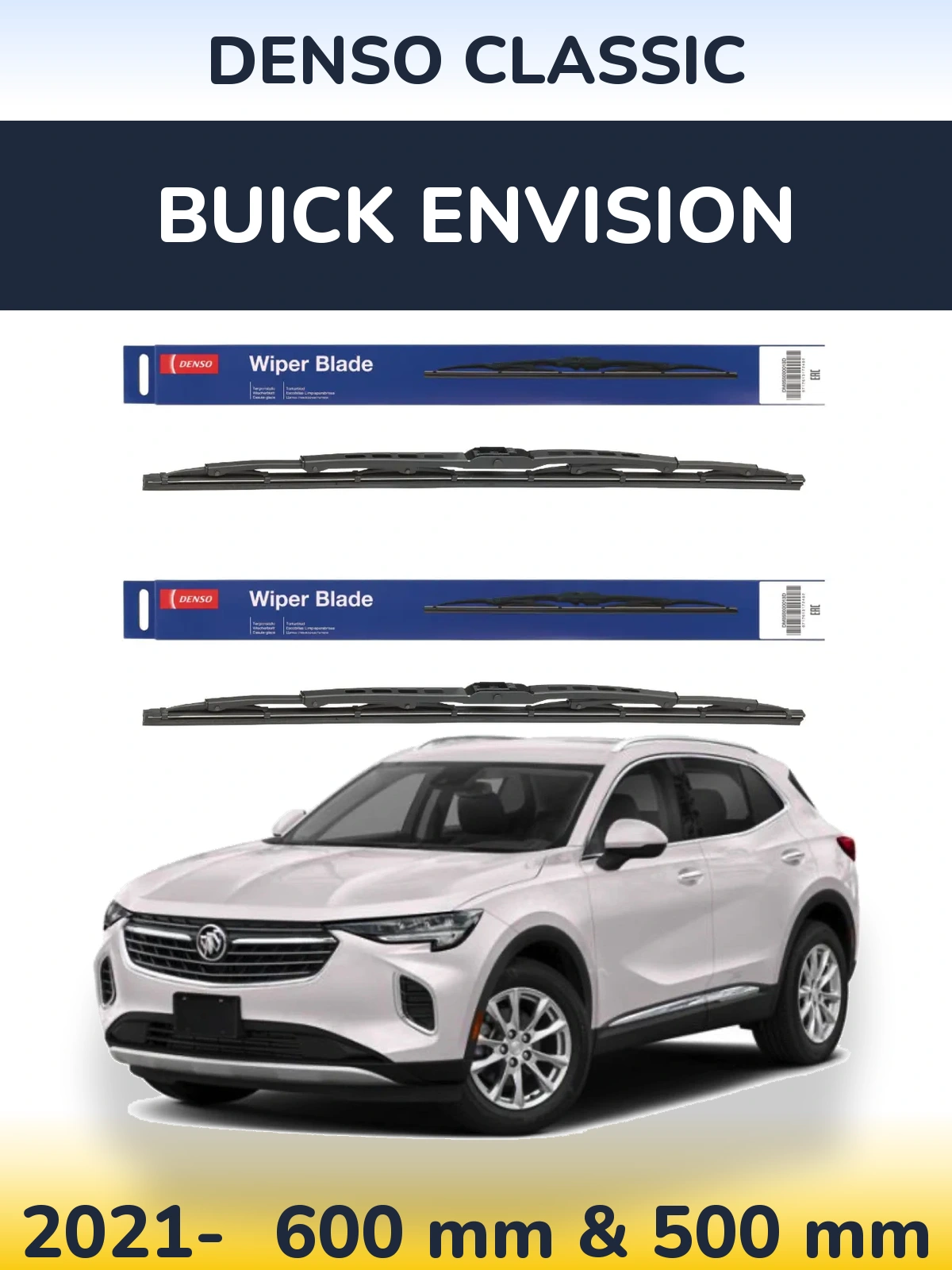 Sada předních stěračů Denso Classic 600 a 500 mm pro Buick Envision 2021-2026