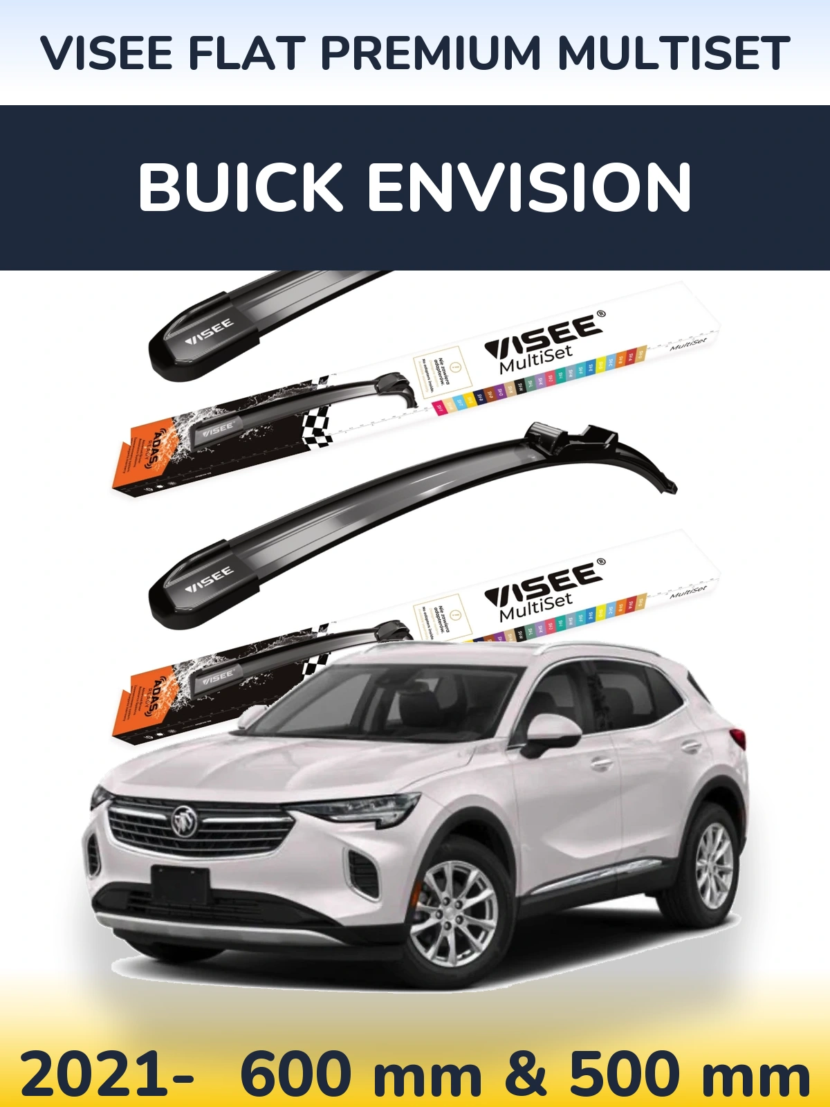Sada předních stěračů VISEE FLAT PREMIUM MultiSet 600 a 500 mm pro Buick Envision 2021-2026