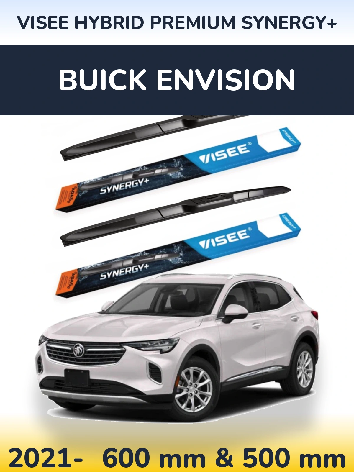 Sada předních stěračů VISEE HYBRID PREMIUM SYNERGY+ 600 a 500 mm pro Buick Envision 2021-2026