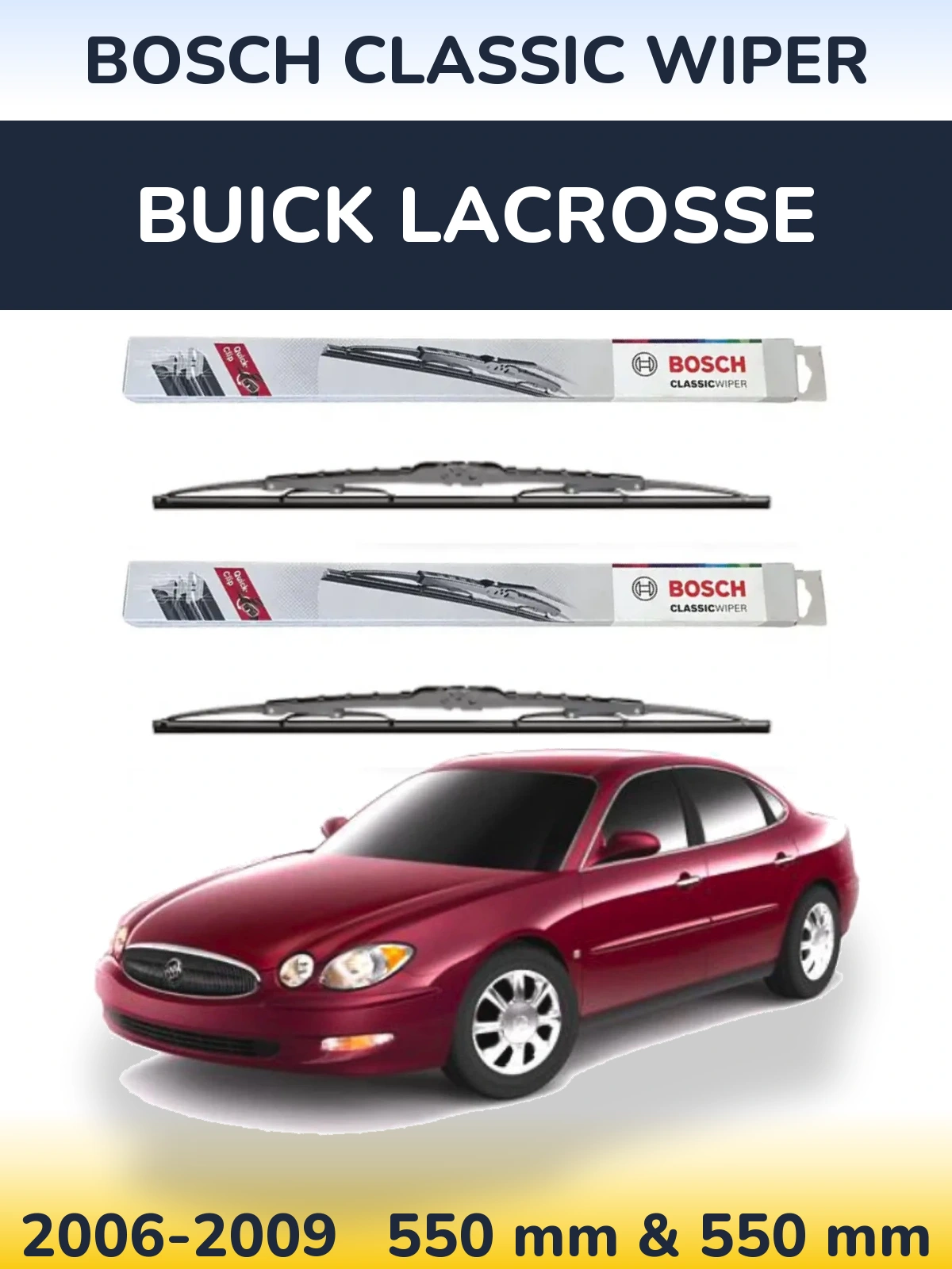 Sada předních stěračů BOSCH Classic Wiper 550 a 550 mm pro Buick LaCrosse 2006-2009