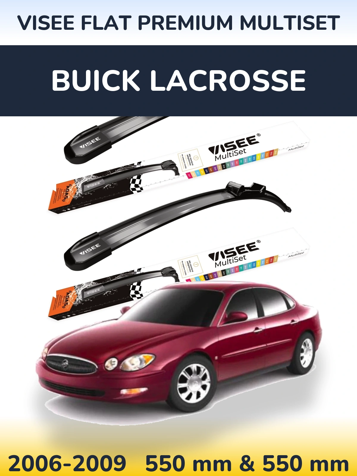 Sada předních stěračů VISEE FLAT PREMIUM MultiSet 550 a 550 mm pro Buick LaCrosse 2006-2009