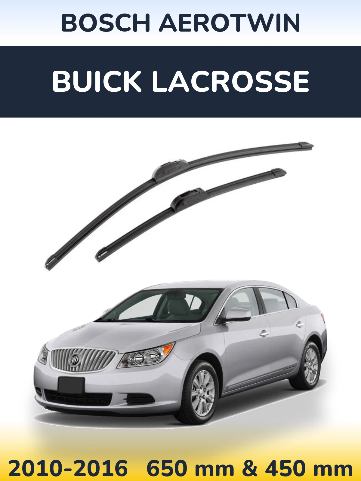 Sada předních stěračů BOSCH AeroTwin 650 a 450 mm pro Buick LaCrosse 2010-2016