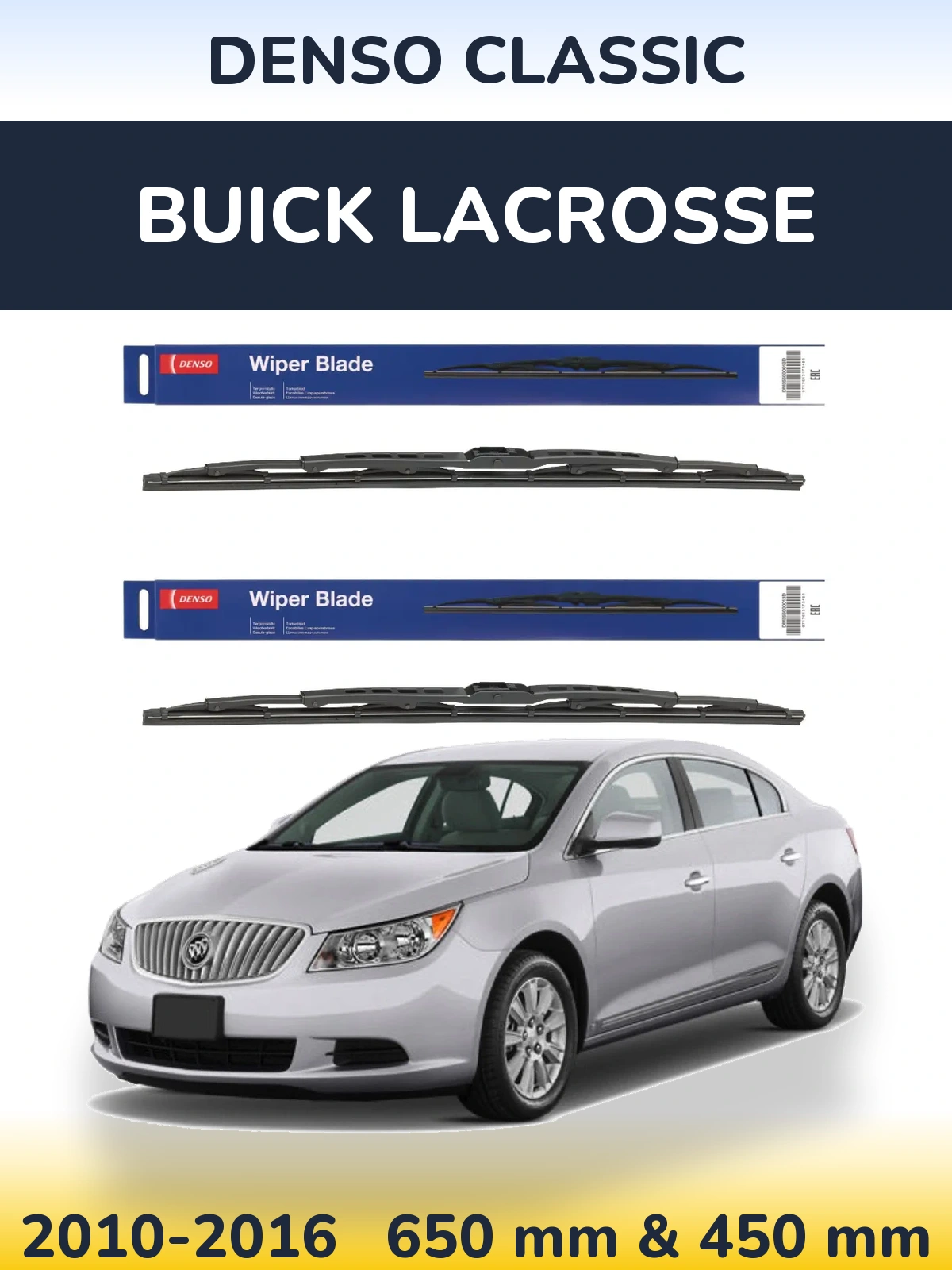 Sada předních stěračů Denso Classic 650 a 450 mm pro Buick LaCrosse 2010-2016