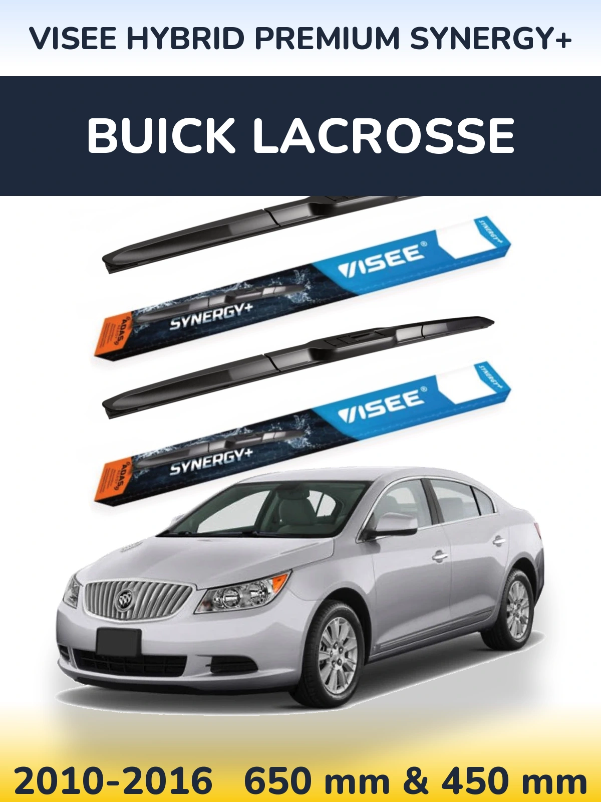 Sada předních stěračů VISEE HYBRID PREMIUM SYNERGY+ 650 a 450 mm pro Buick LaCrosse 2010-2016