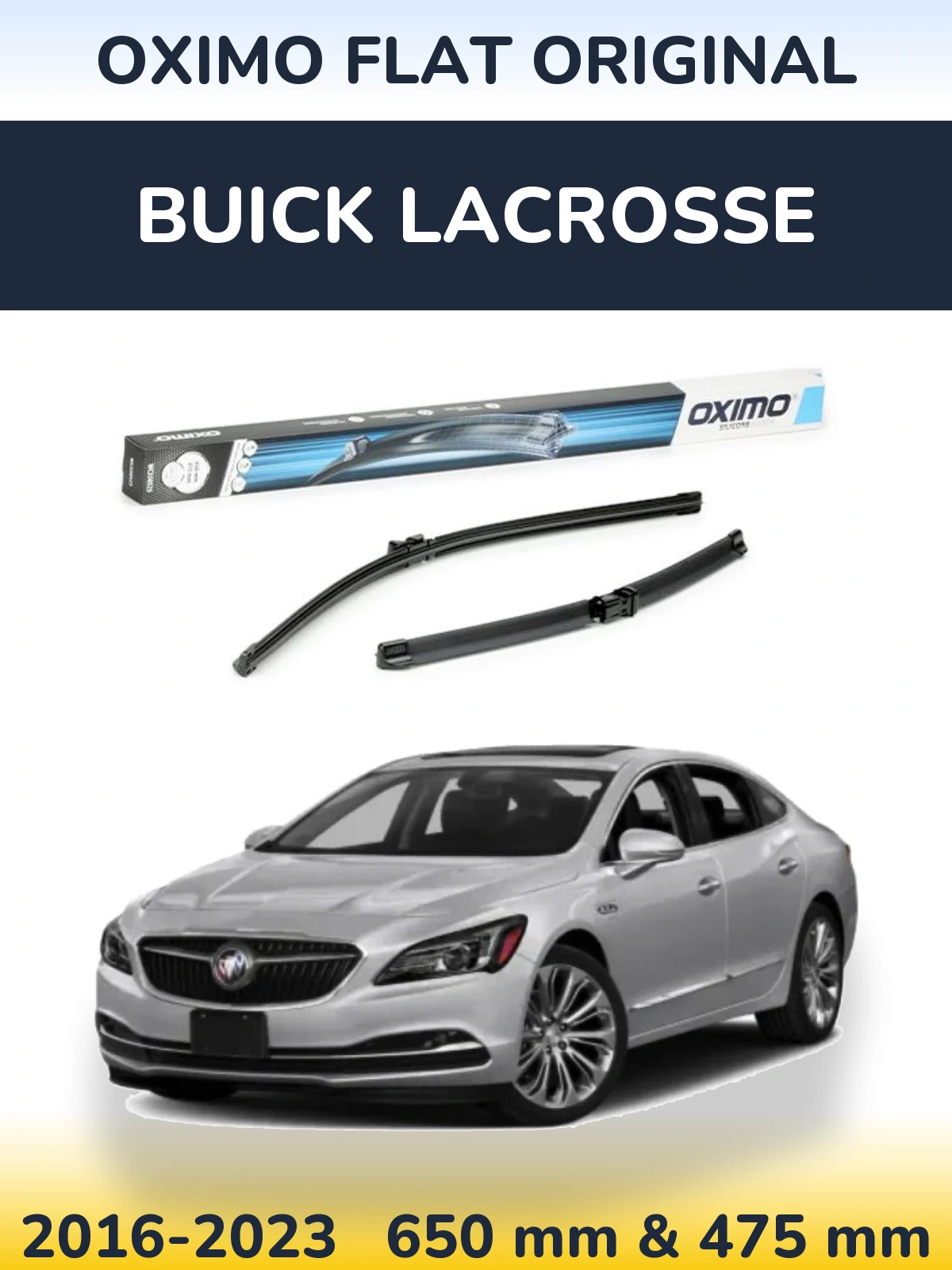 Sada předních stěračů Oximo Flat Original 650 a 475 mm pro Buick LaCrosse 2016-2023