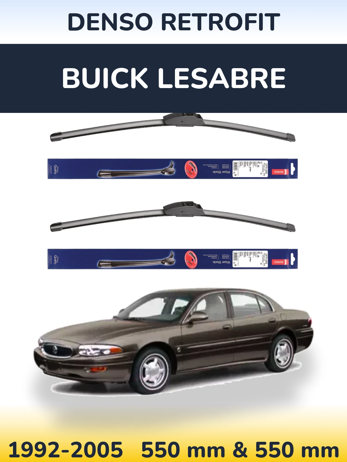 Sada předních stěračů Denso Retrofit 550 a 550 mm pro Buick LeSabre 1992-2005