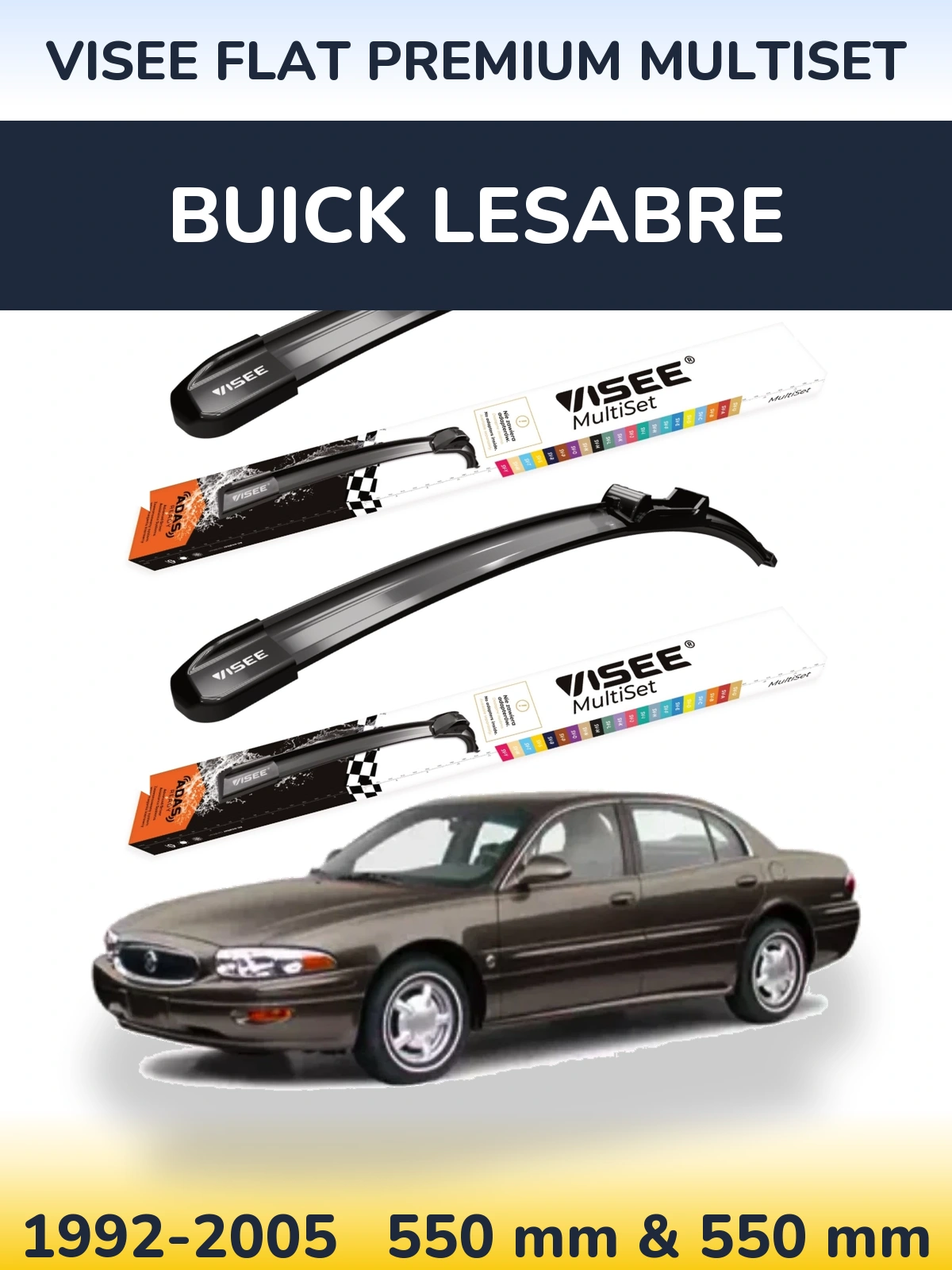 Комплект передніх щіток VISEE FLAT PREMIUM MultiSet 550 & 550 мм для Buick LeSabre 1992-2005