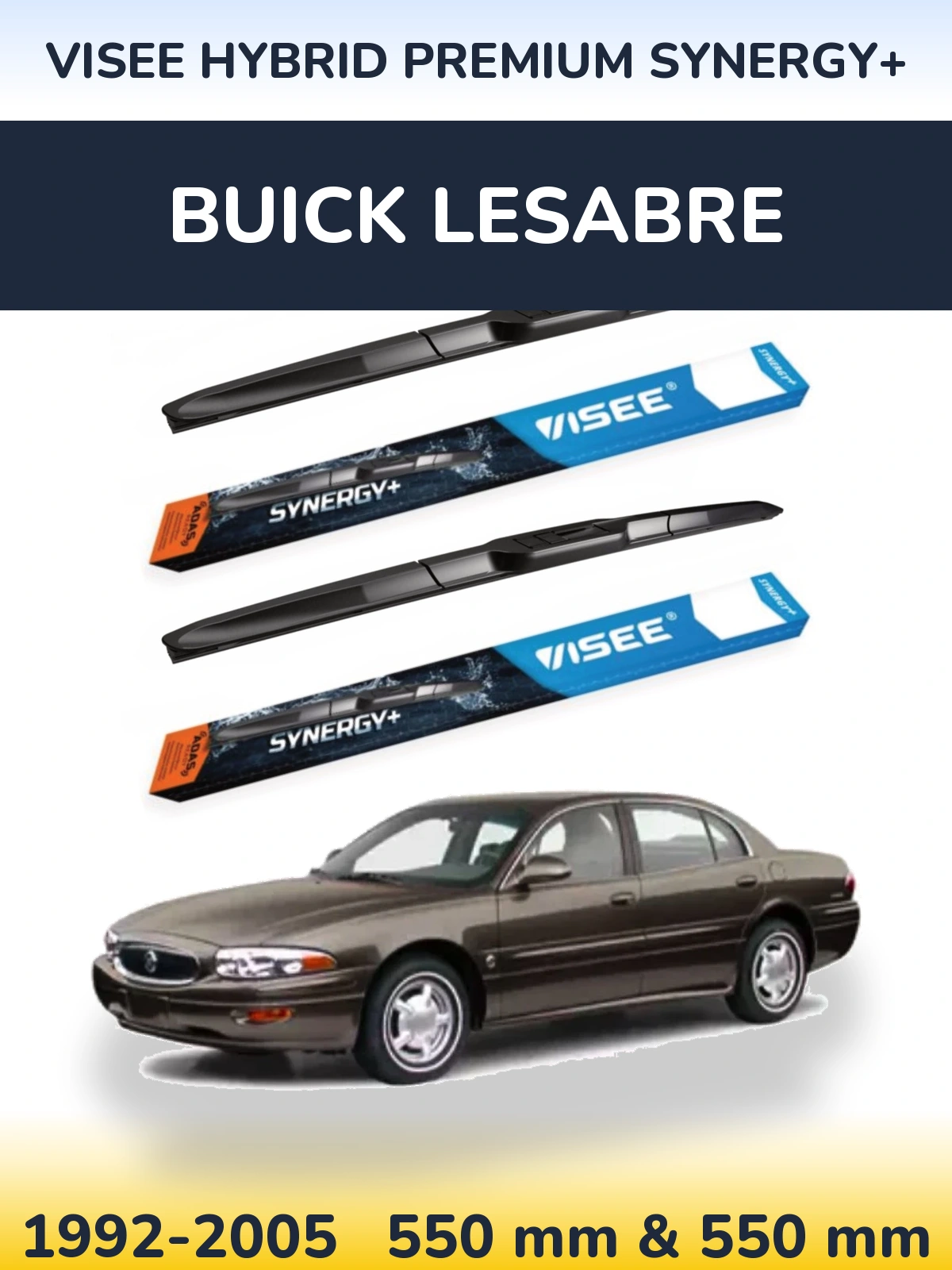 Sada předních stěračů VISEE HYBRID PREMIUM SYNERGY+ 550 a 550 mm pro Buick LeSabre 1992-2005